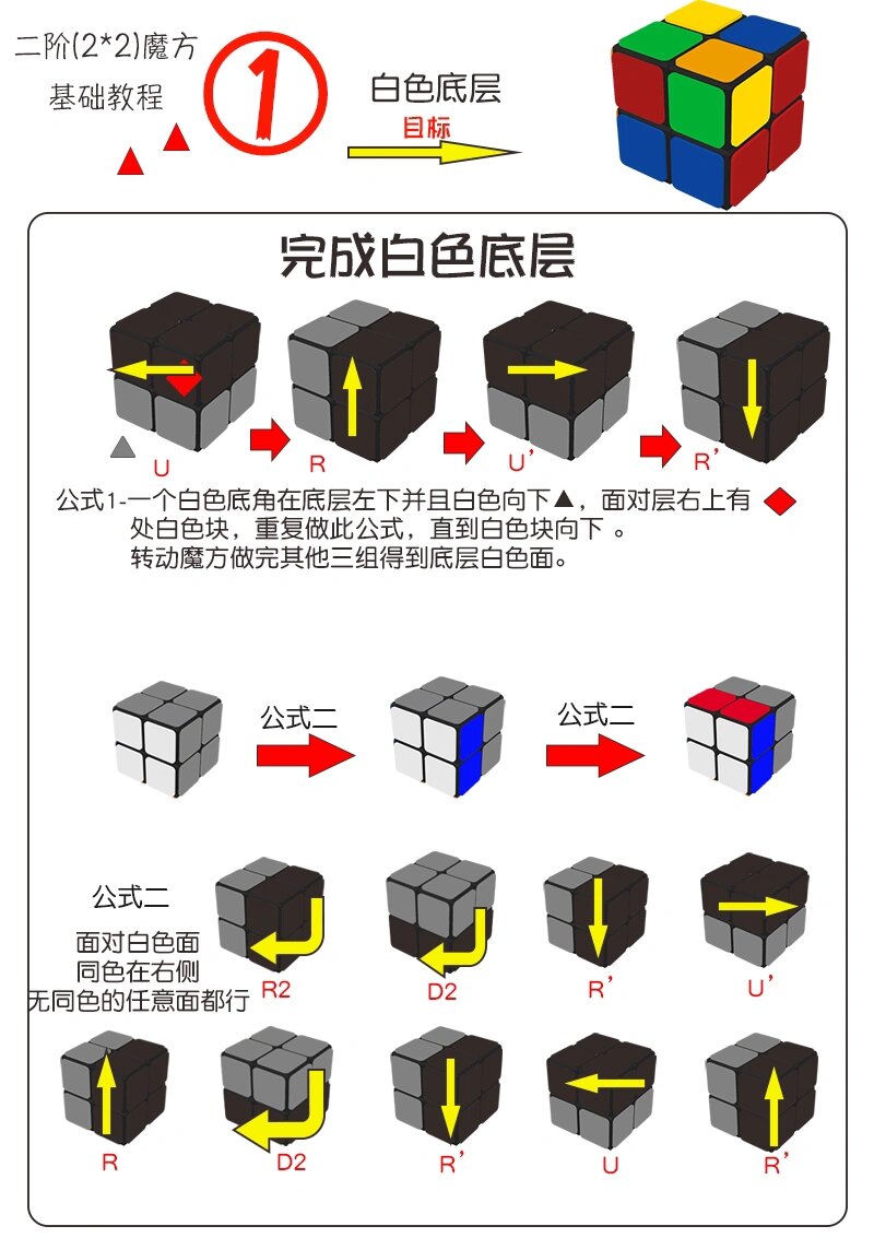 三个公式完成二阶魔方?用两个也可以啊