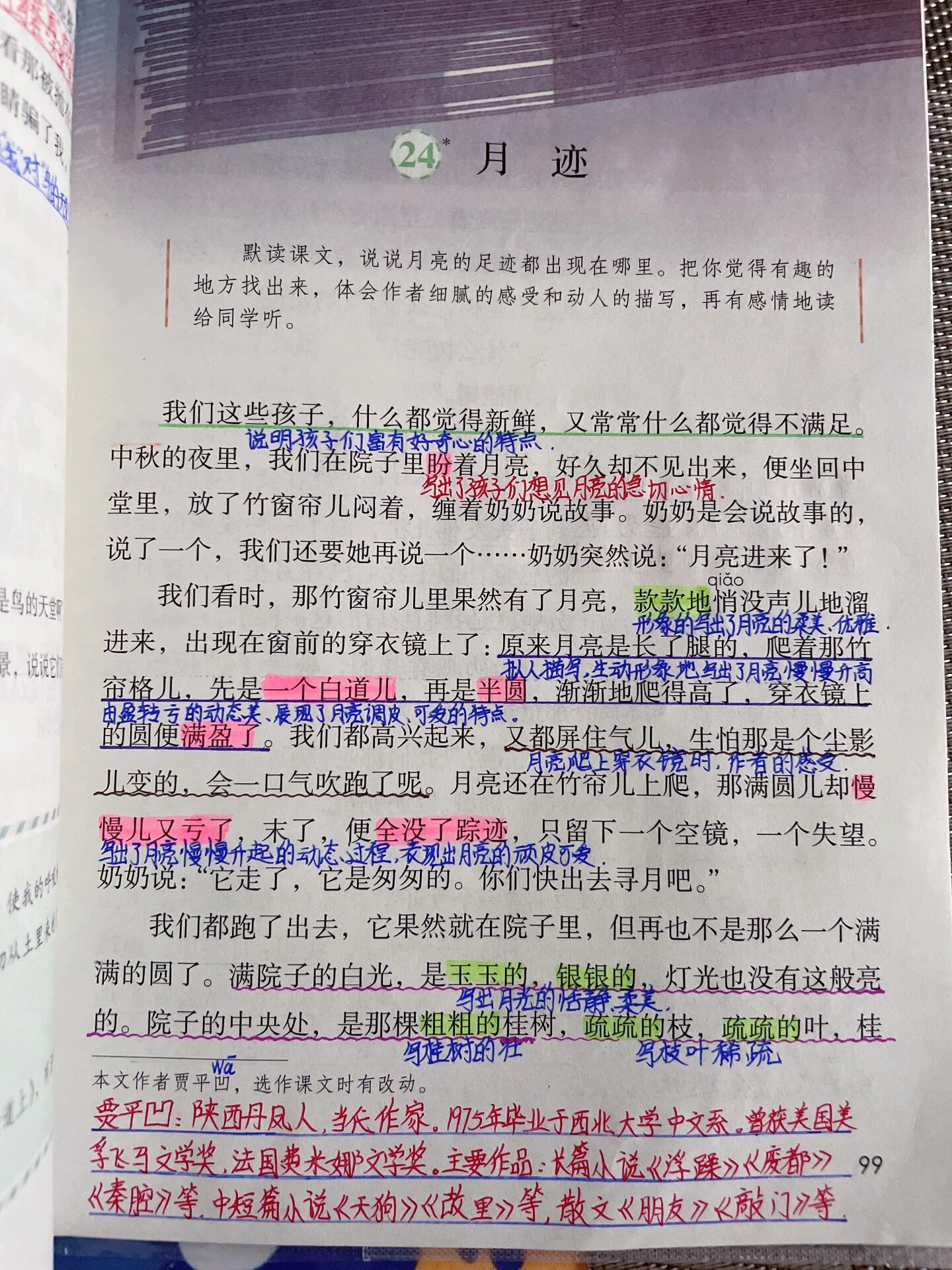 五上语文24课《月迹》课堂笔记
