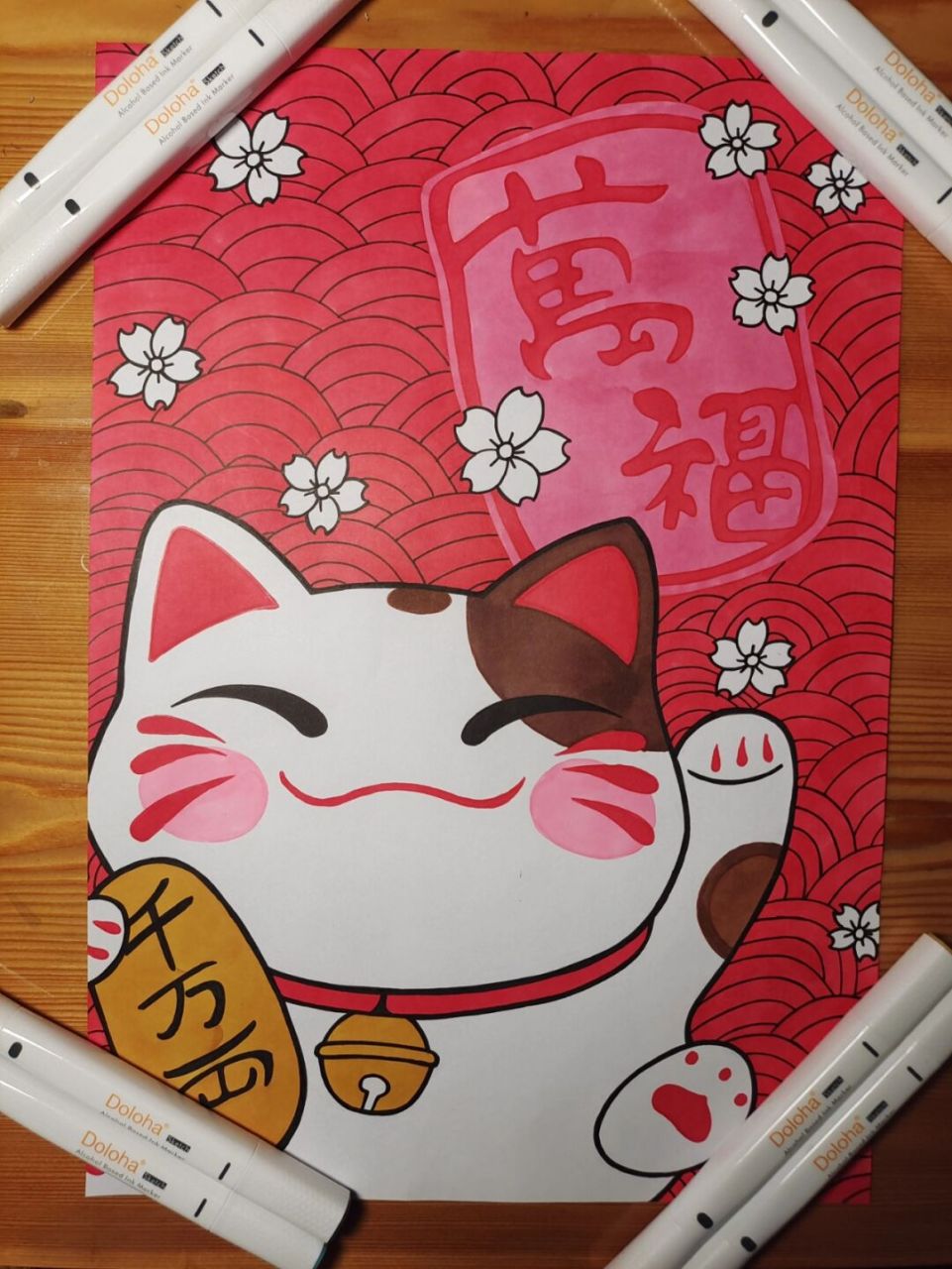 招财猫手绘(附原图) 招财猫手绘,最后一张原图.  推荐#蓝牙耳机# .