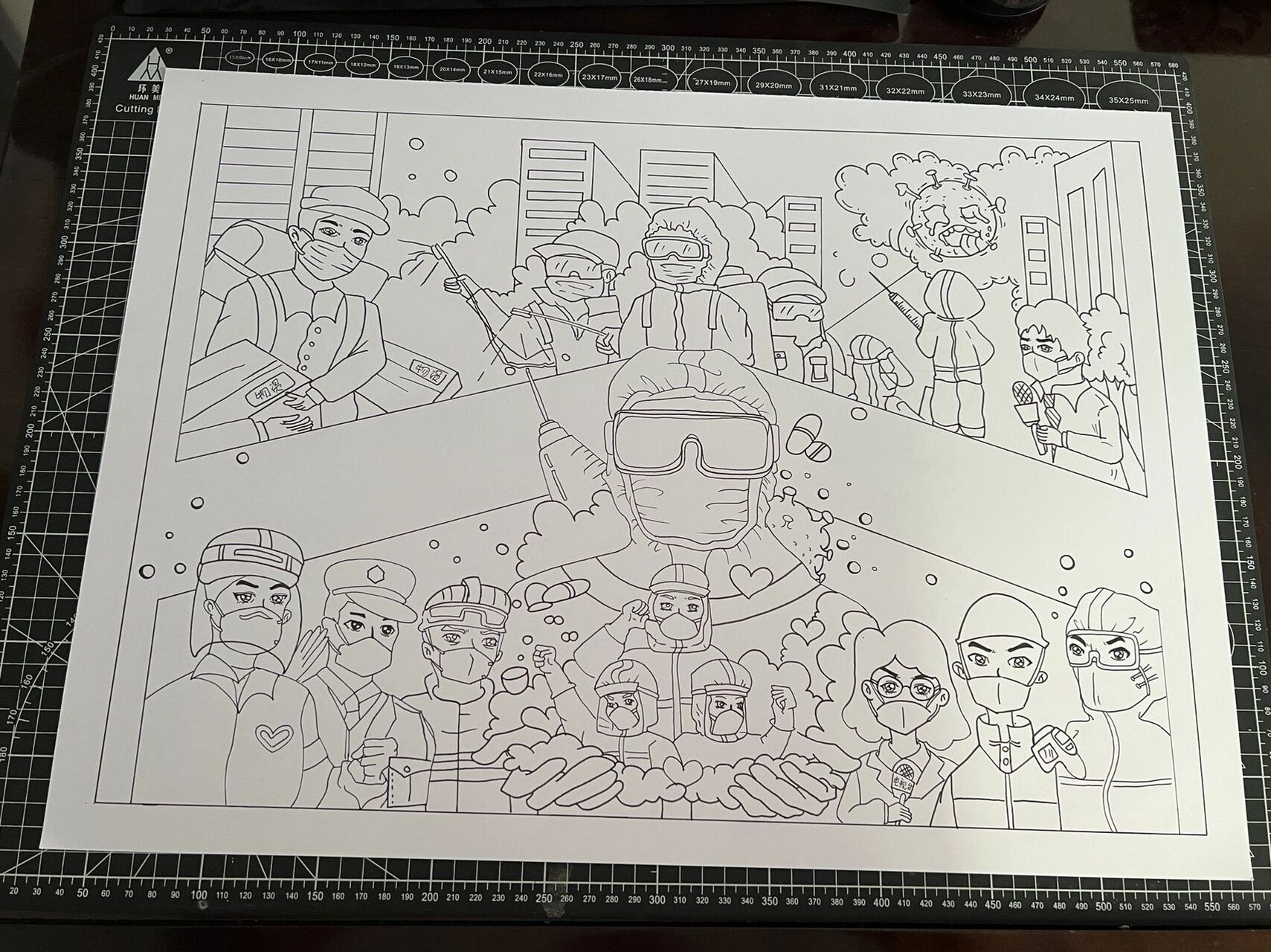 疫情主题马克笔绘画作品(4k) 临摹