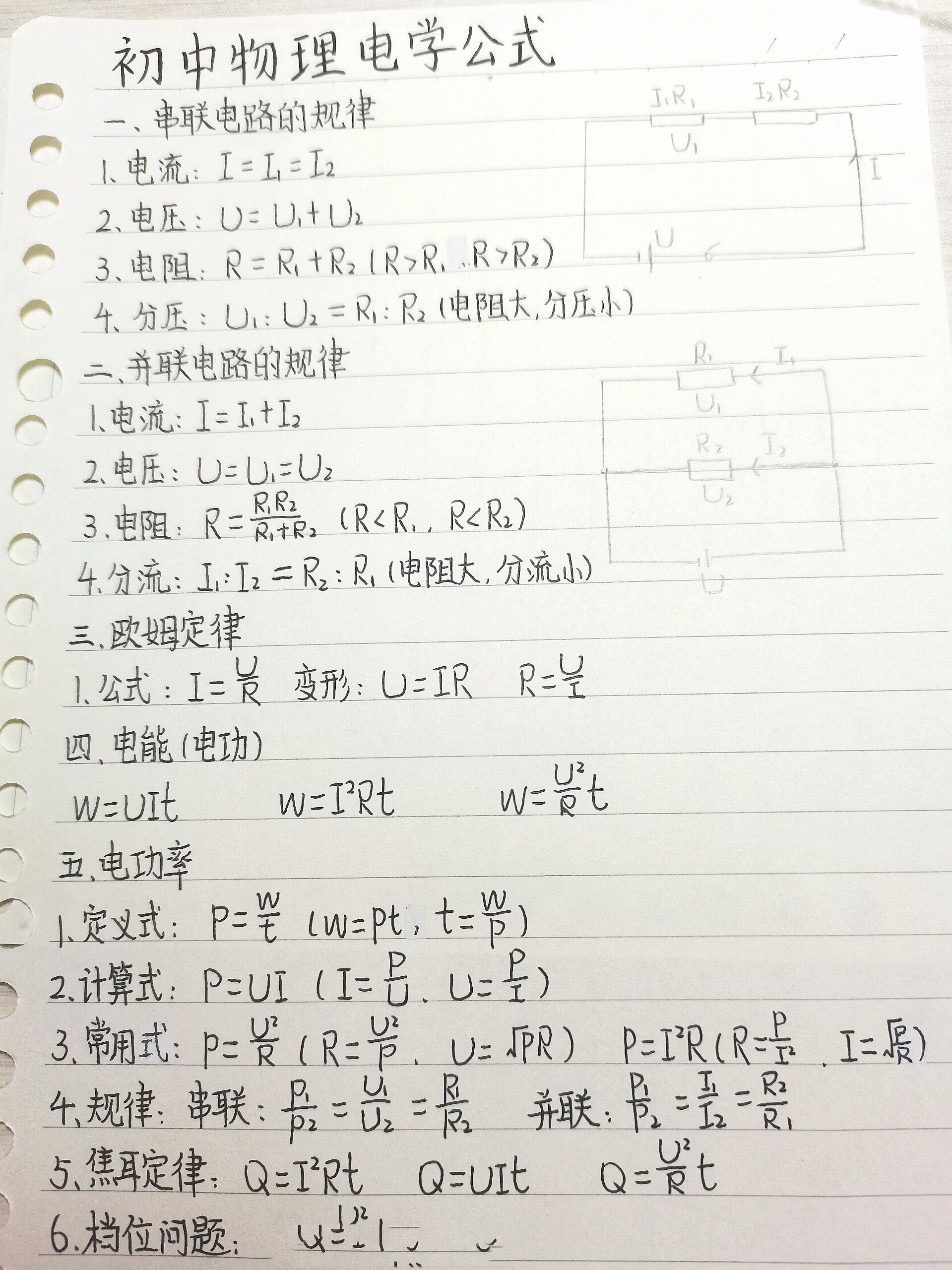 初中物理电学公式97