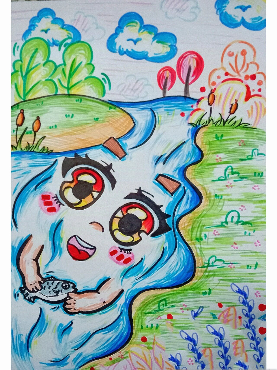 简笔画《小河》