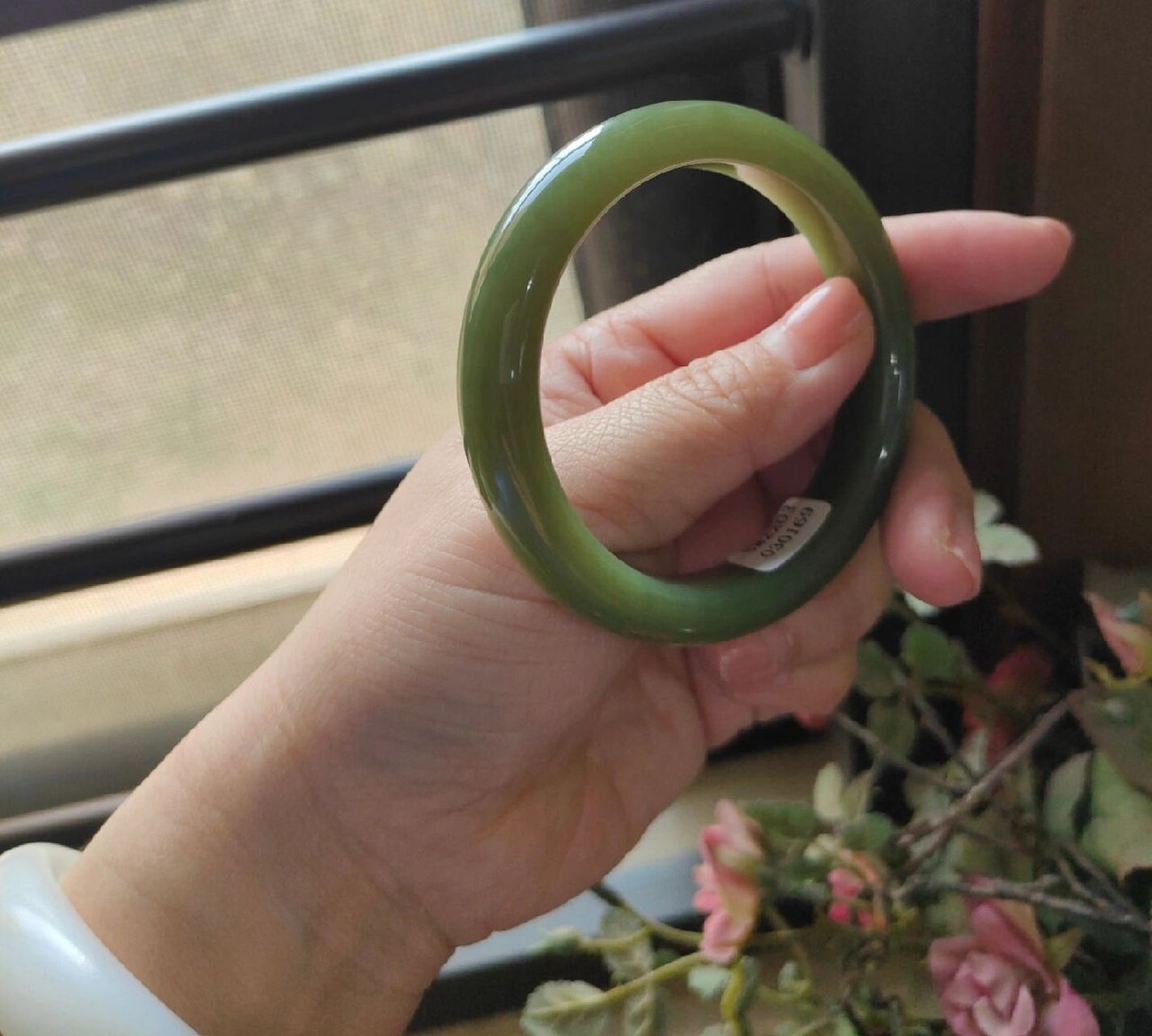 5圈口亮光平 和田玉新疆若羌青黄口青绿色56.