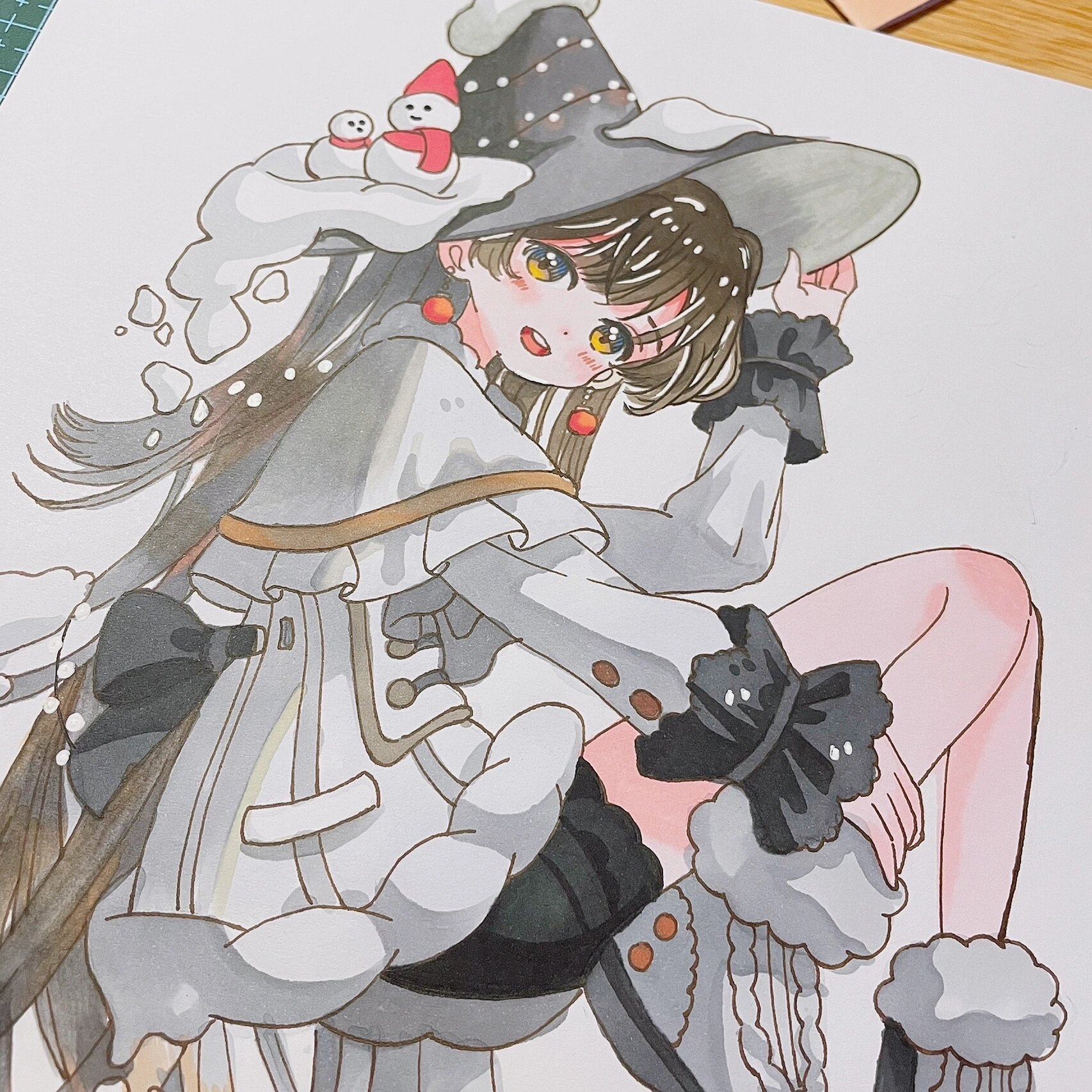 马克笔动漫手绘|同色系少女|含过程线稿