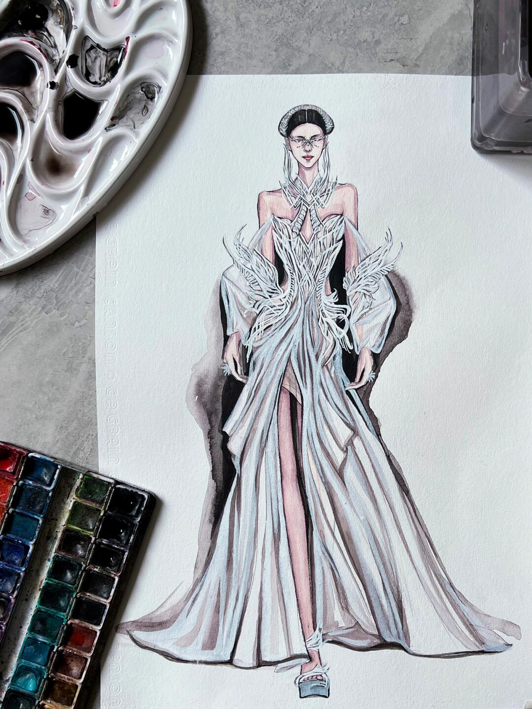 —水彩时装画礼服🖤
