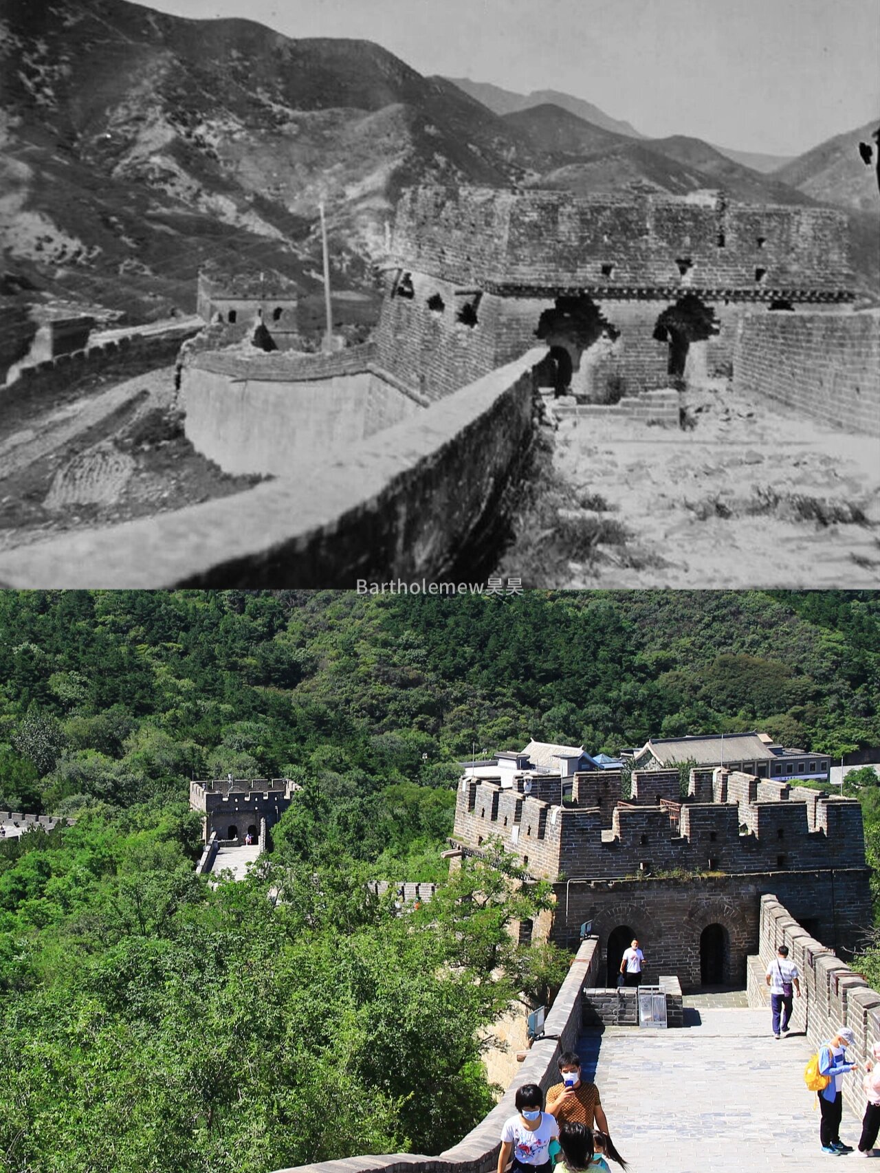 八达岭长城复拍百年前的长城老照片