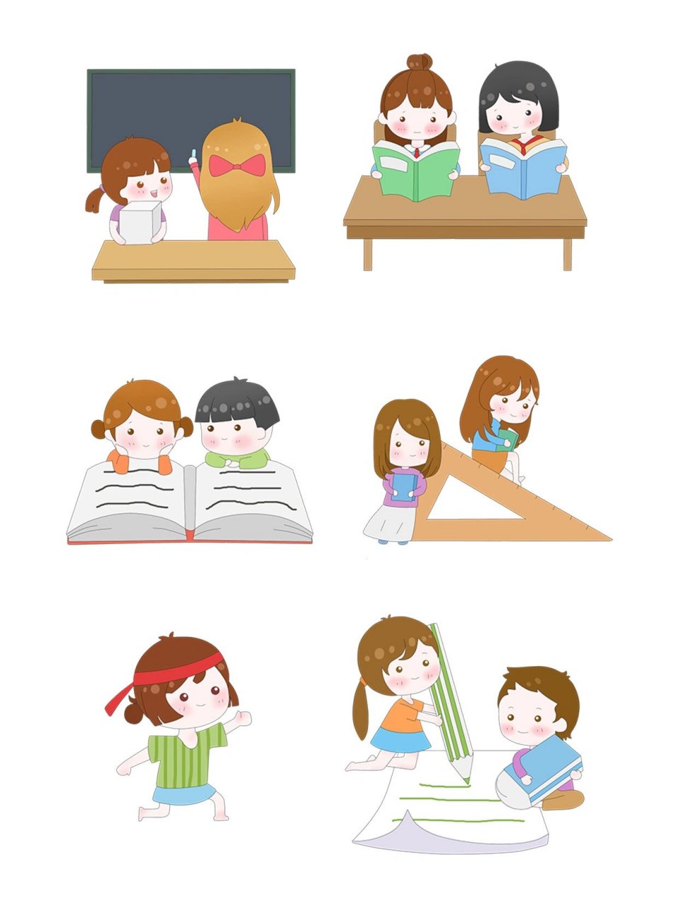 免抠素材9699卡通可爱小学生人物插画合集 用心分享,传递童真快乐