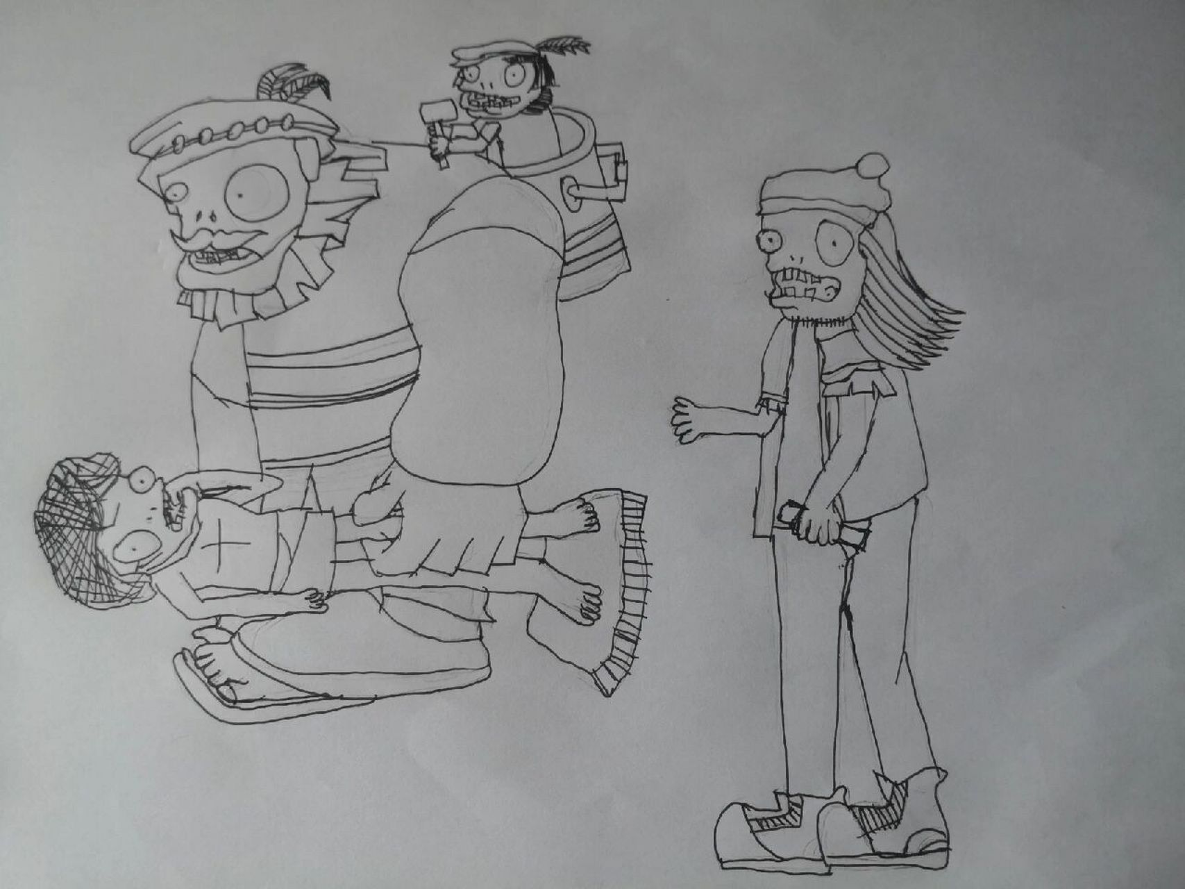 15个不同世界的巨人僵尸 简笔画 画画