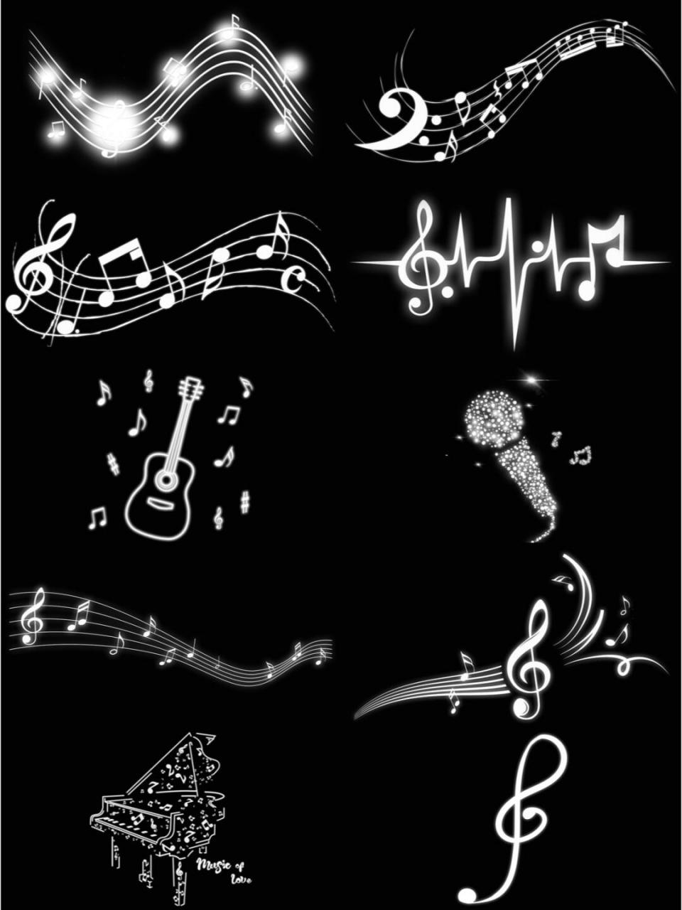 优美音乐白色音符音浪符号免抠透明png图案素材 ppt ps平面素材 素材