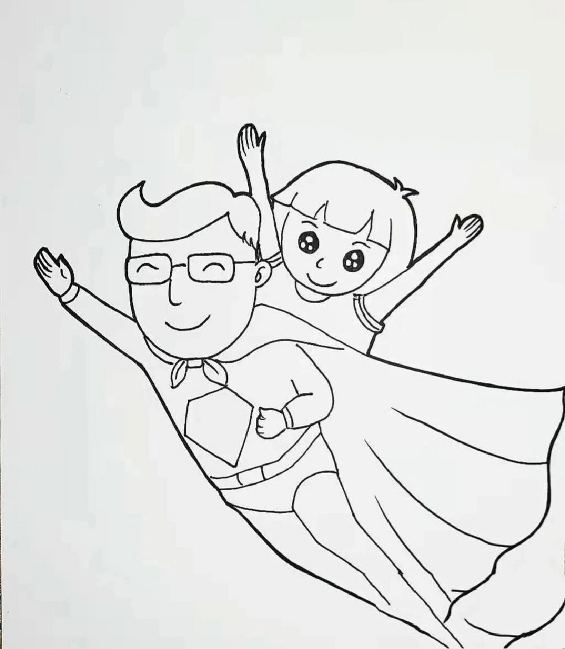 父亲节创意画 父亲节创意画《我的超人爸爸》