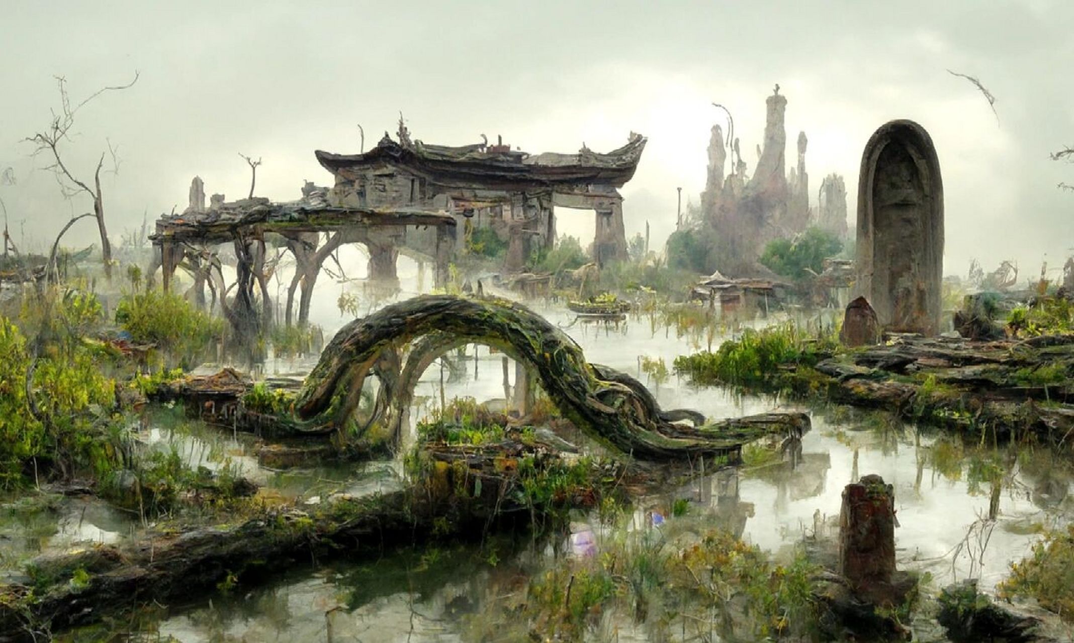 盗墓笔记 蛇沼鬼城98 还原一下盗墓笔记蛇沼鬼城的样子 沼泽地里的