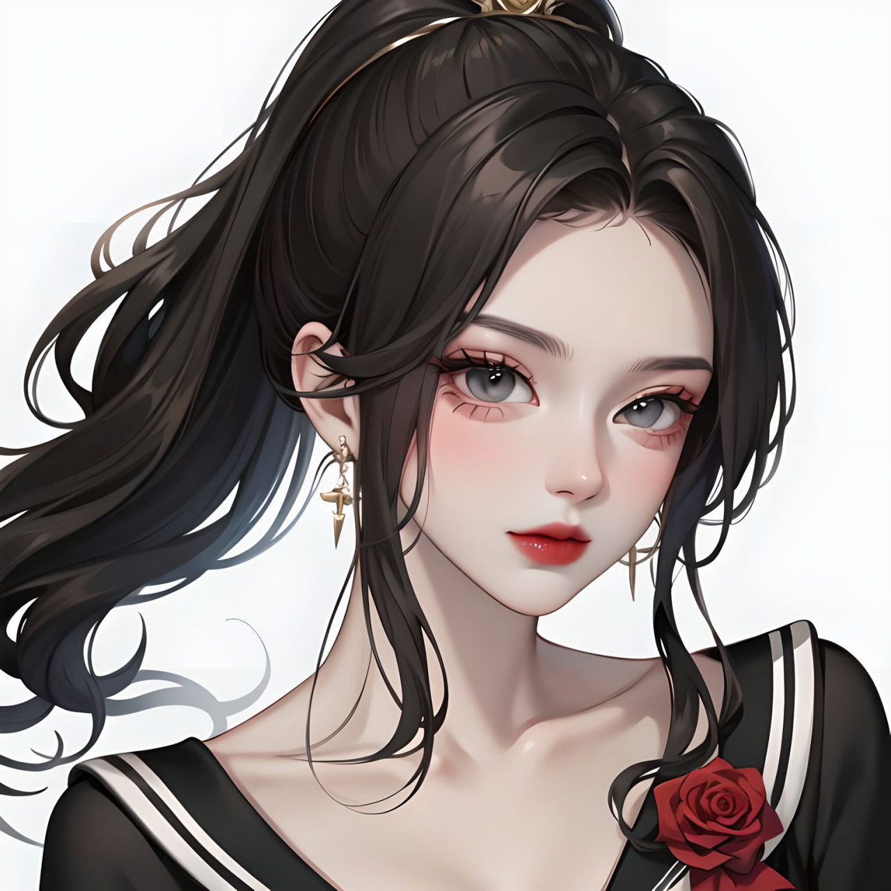 黑发马尾 | 高冷学姐 | 女生头像