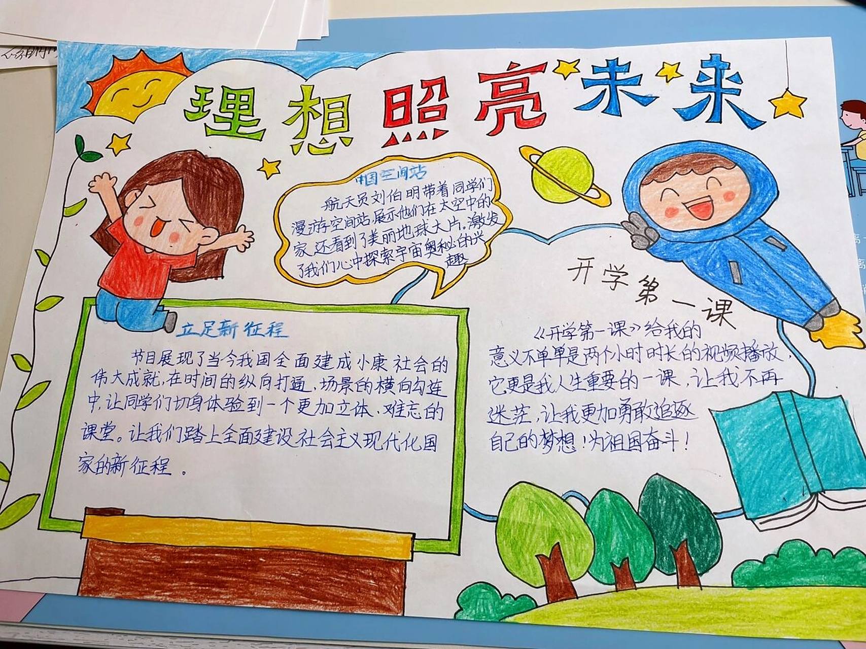 开学第一课手抄报《理想照亮未来》7015