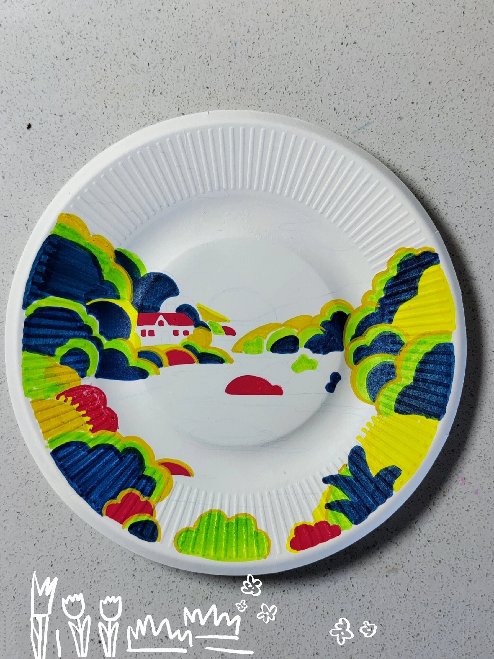 创意餐盘|附过程   丙烯马克笔|变废为宝的盘子 今天也是画画的一天