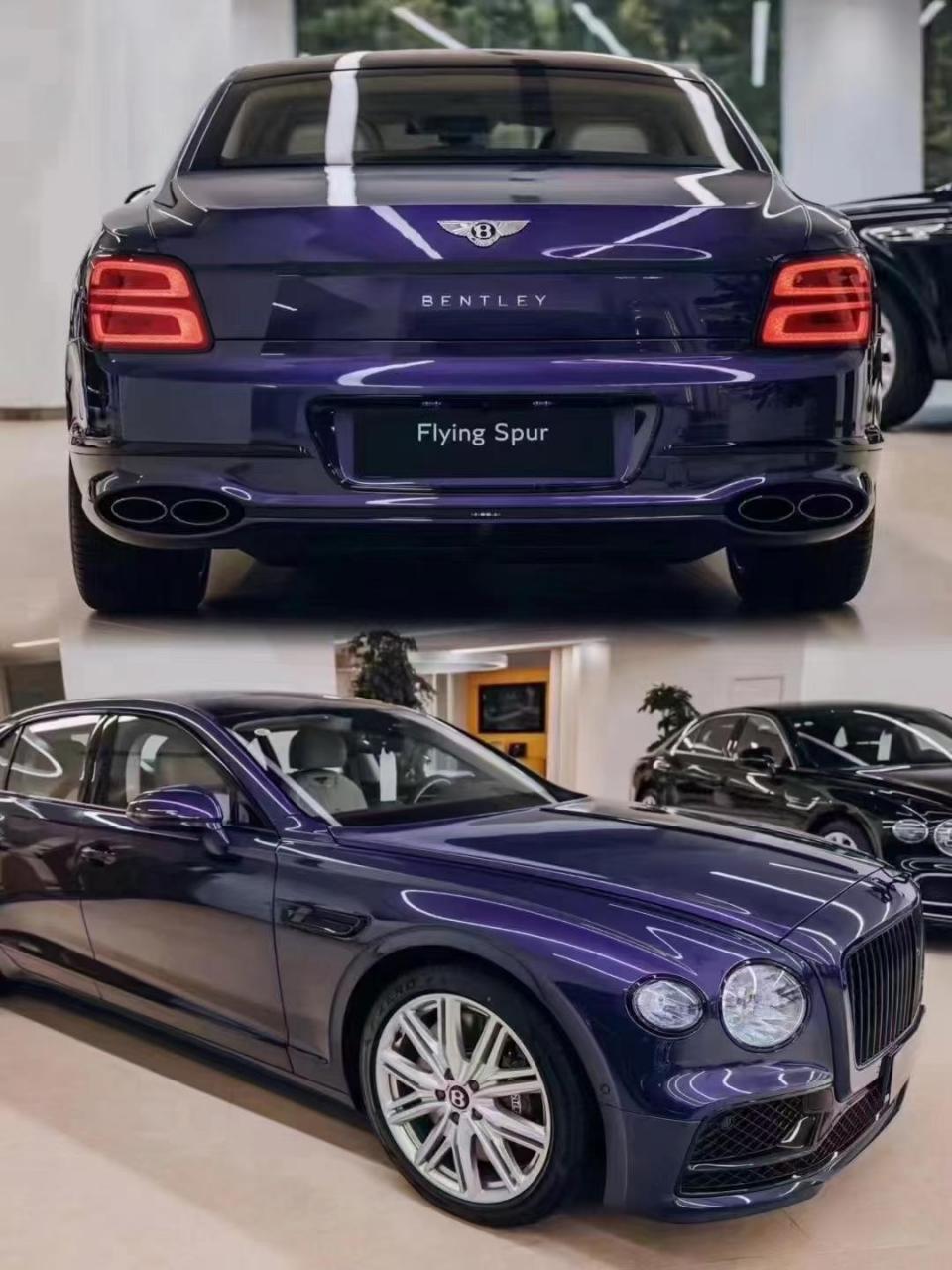 23款宾利飞驰v8  现车 颜色独一档 33x含税  外观:坦桑石紫 内饰:亚麻