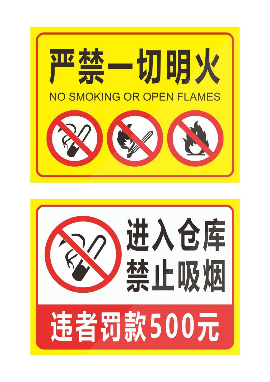 仓库重地严禁烟火警示牌贴纸工厂车间禁止吸烟明火提示牌仓库标识牌