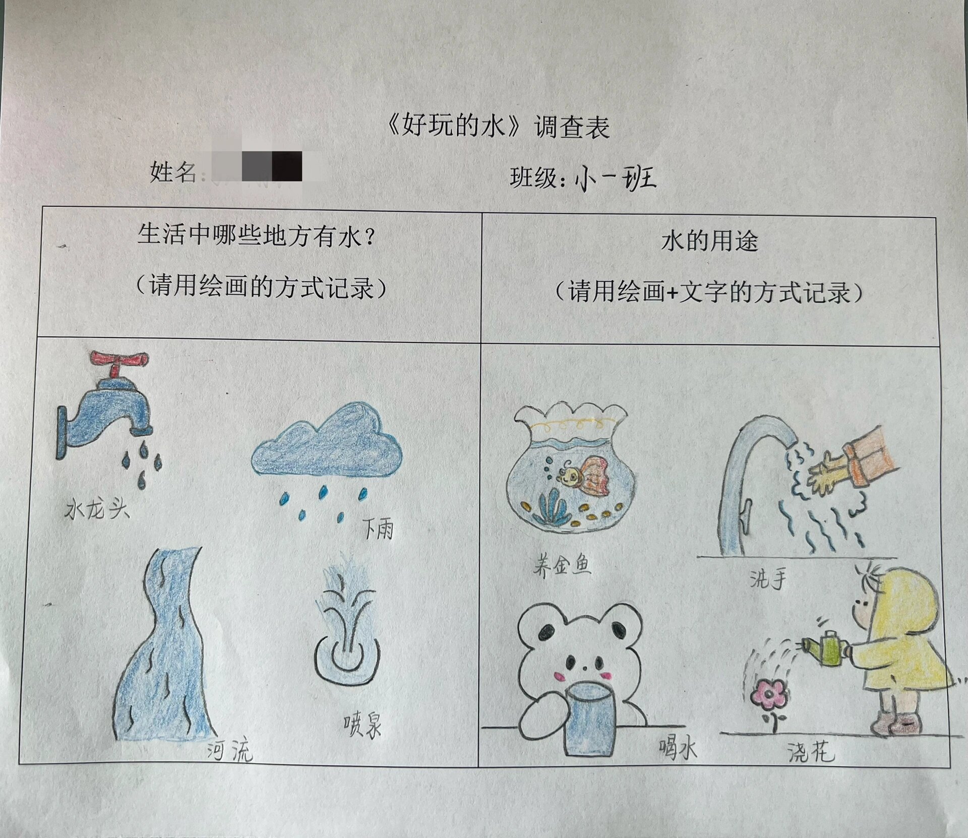 水从哪里来调查表图片