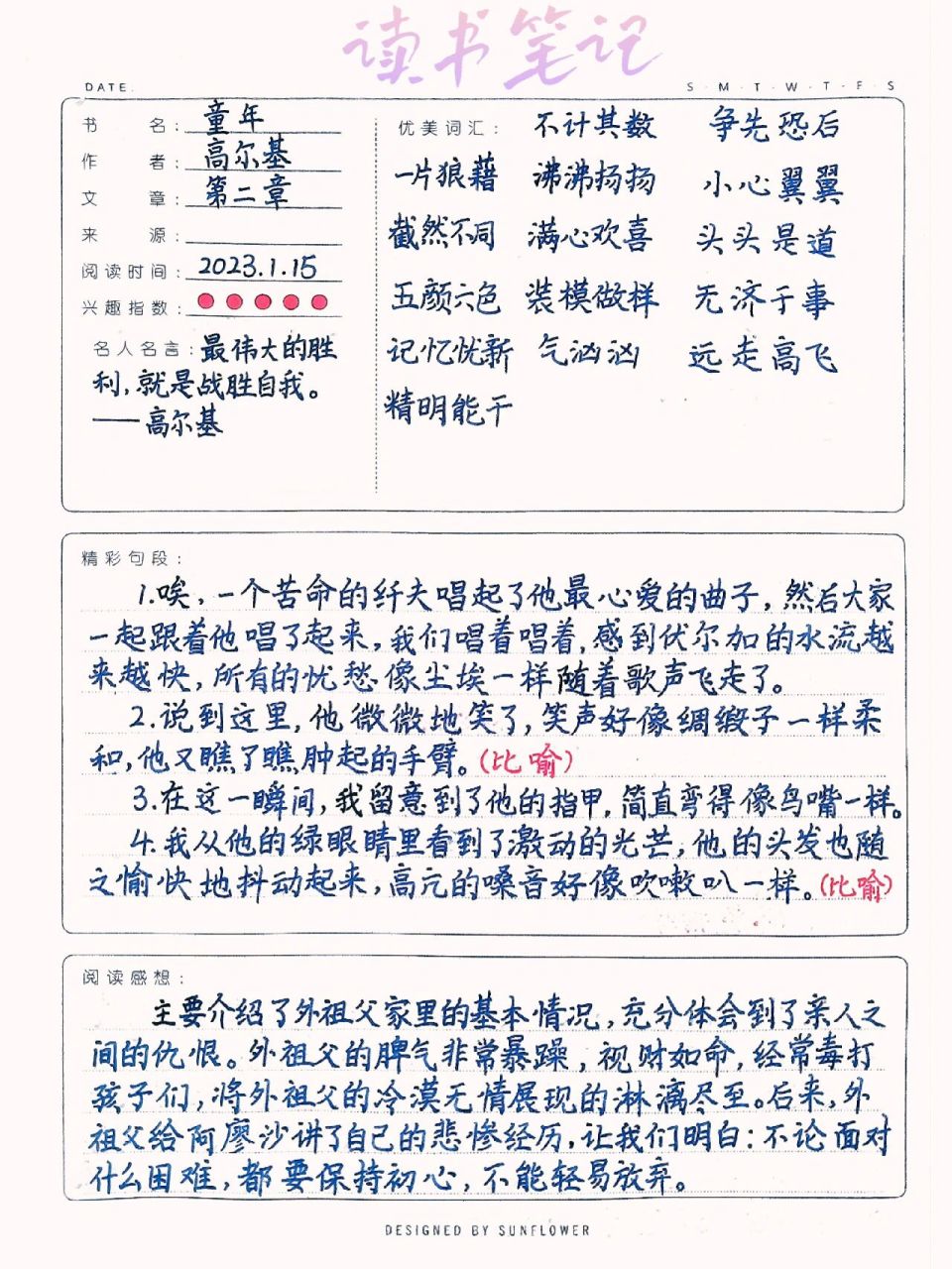 童年读书笔记第二篇图片