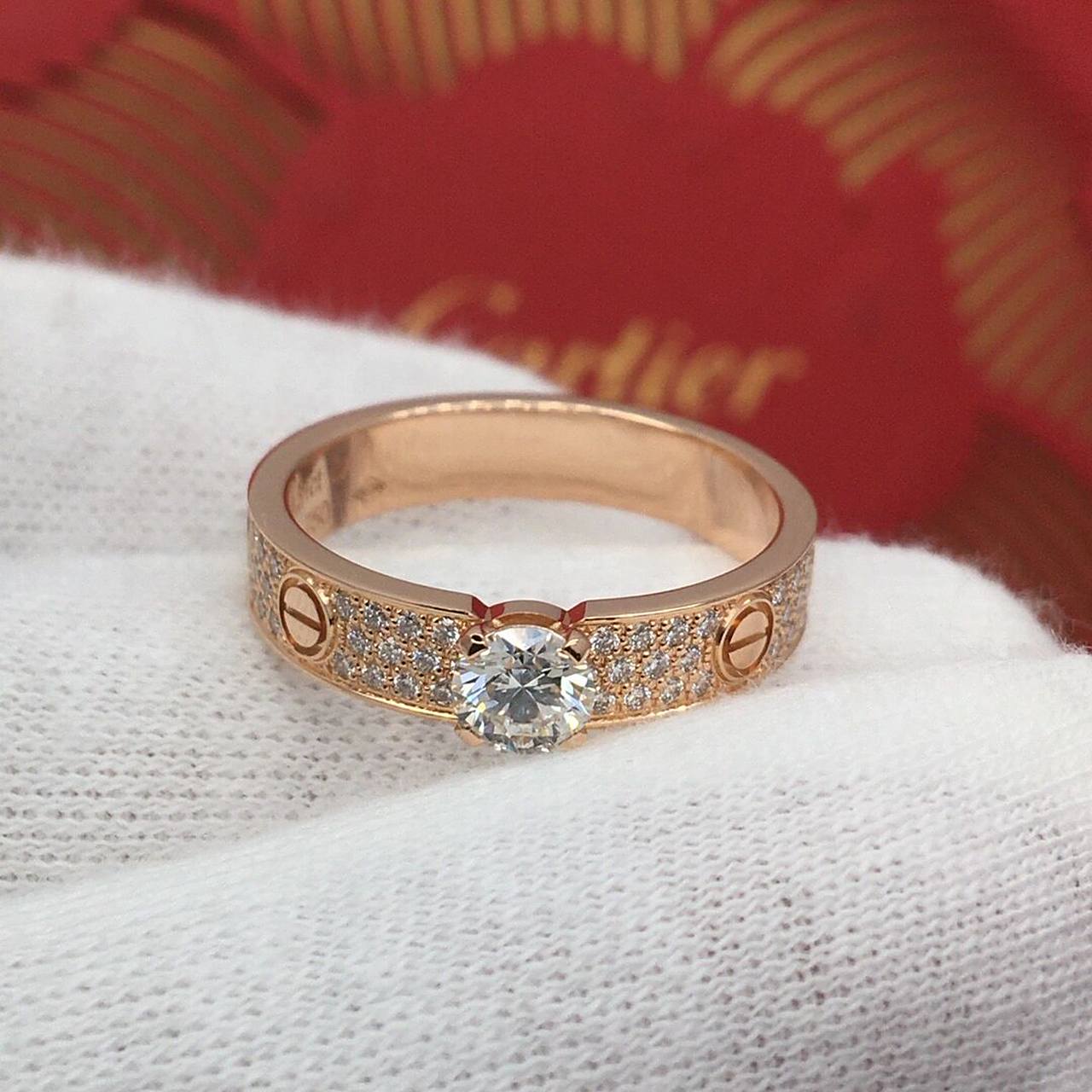 cartier卡地亚玫瑰金满天星钻石戒指52号 cartier卡地亚玫瑰金满天星