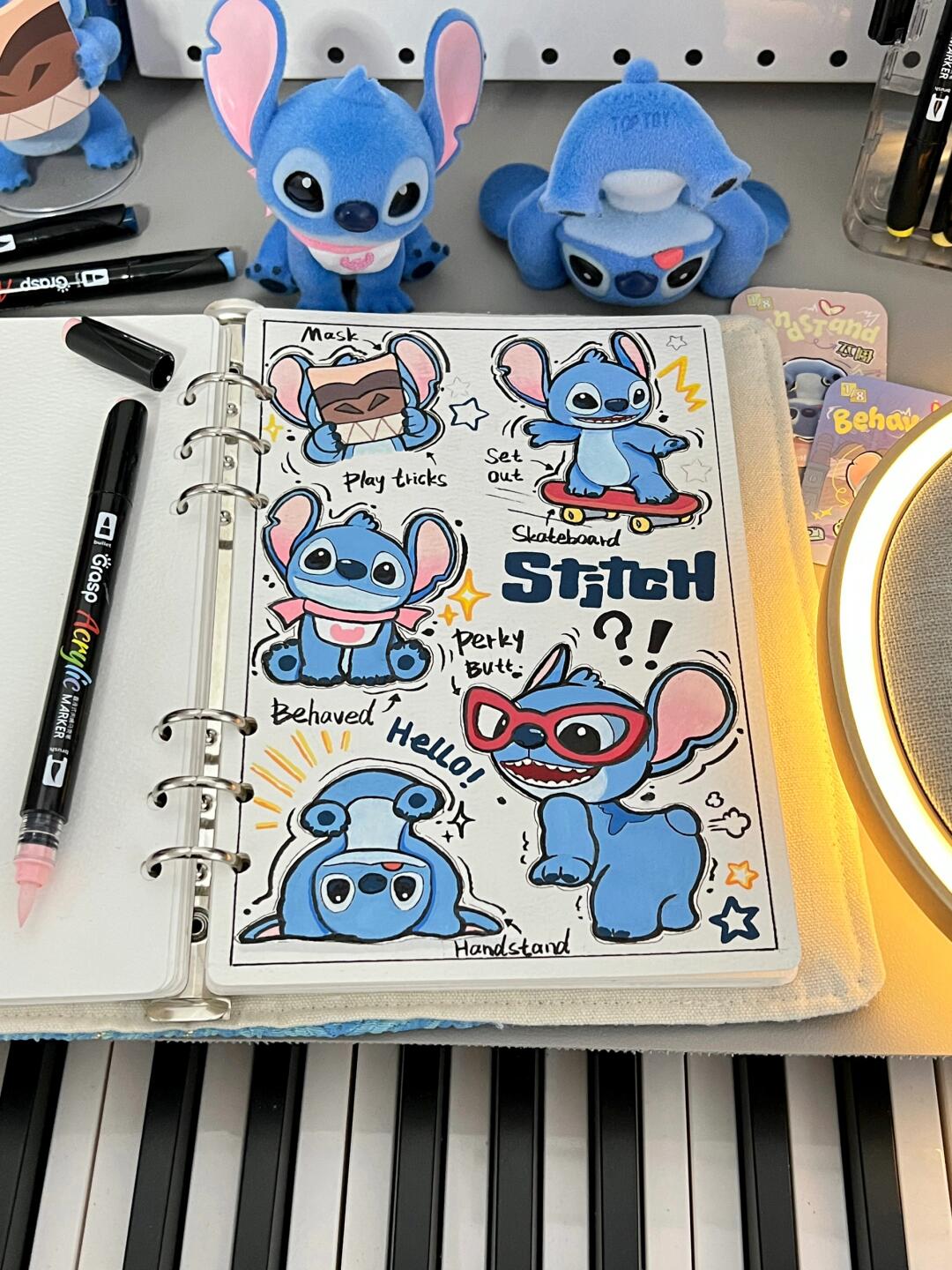 掌握双头丙烯马克笔 绘画灵感:#hello史迪奇系列手办盲盒# #星际宝贝