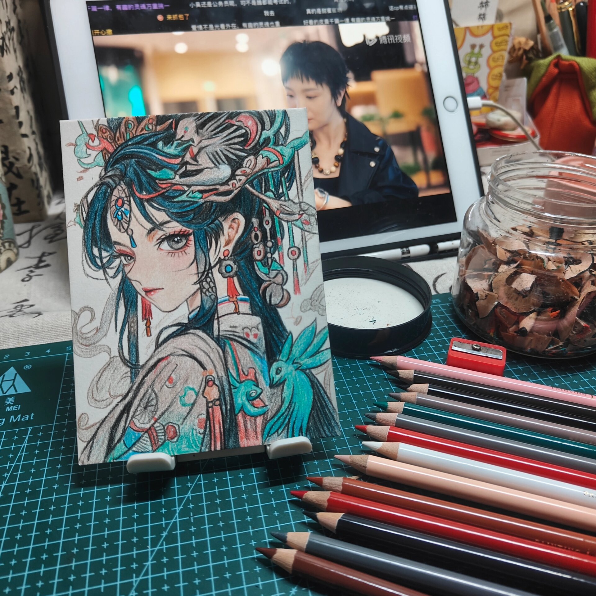 彩铅古风人物