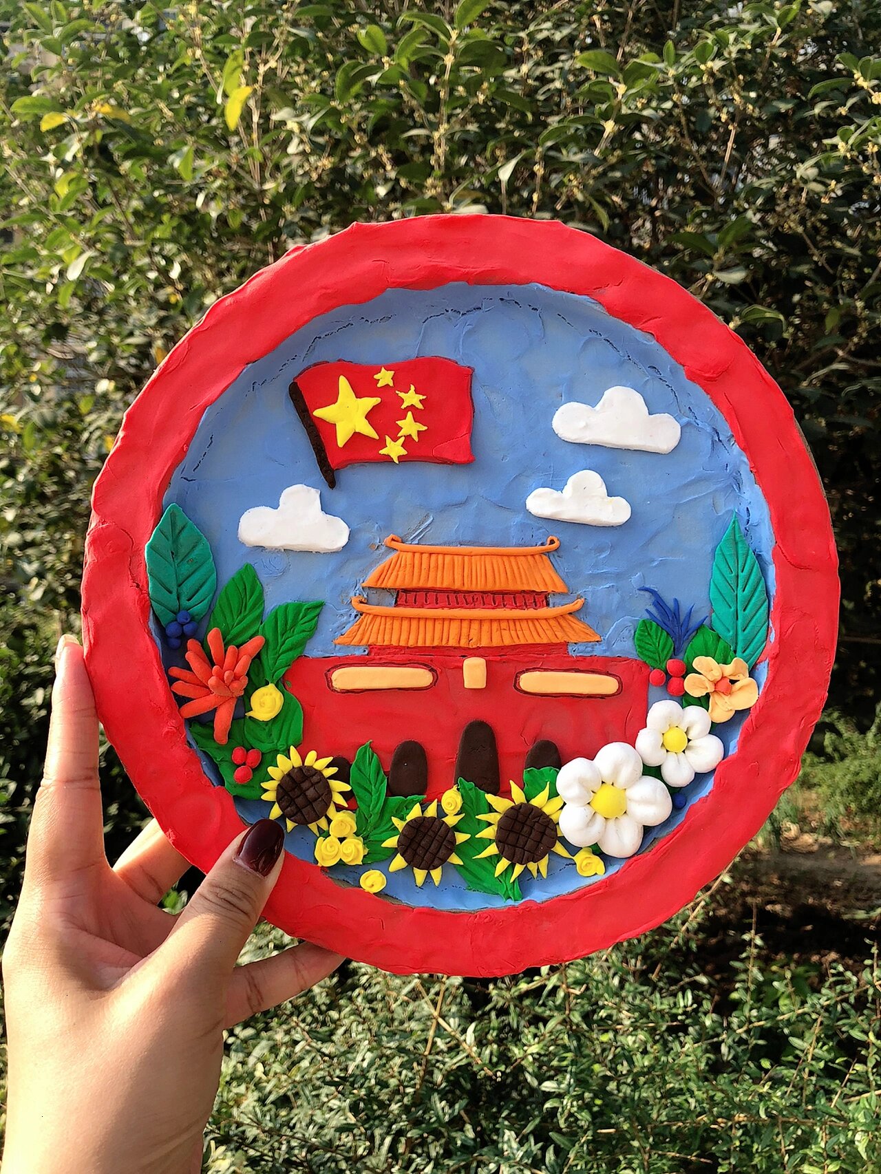 国庆节儿童手工粘土作品