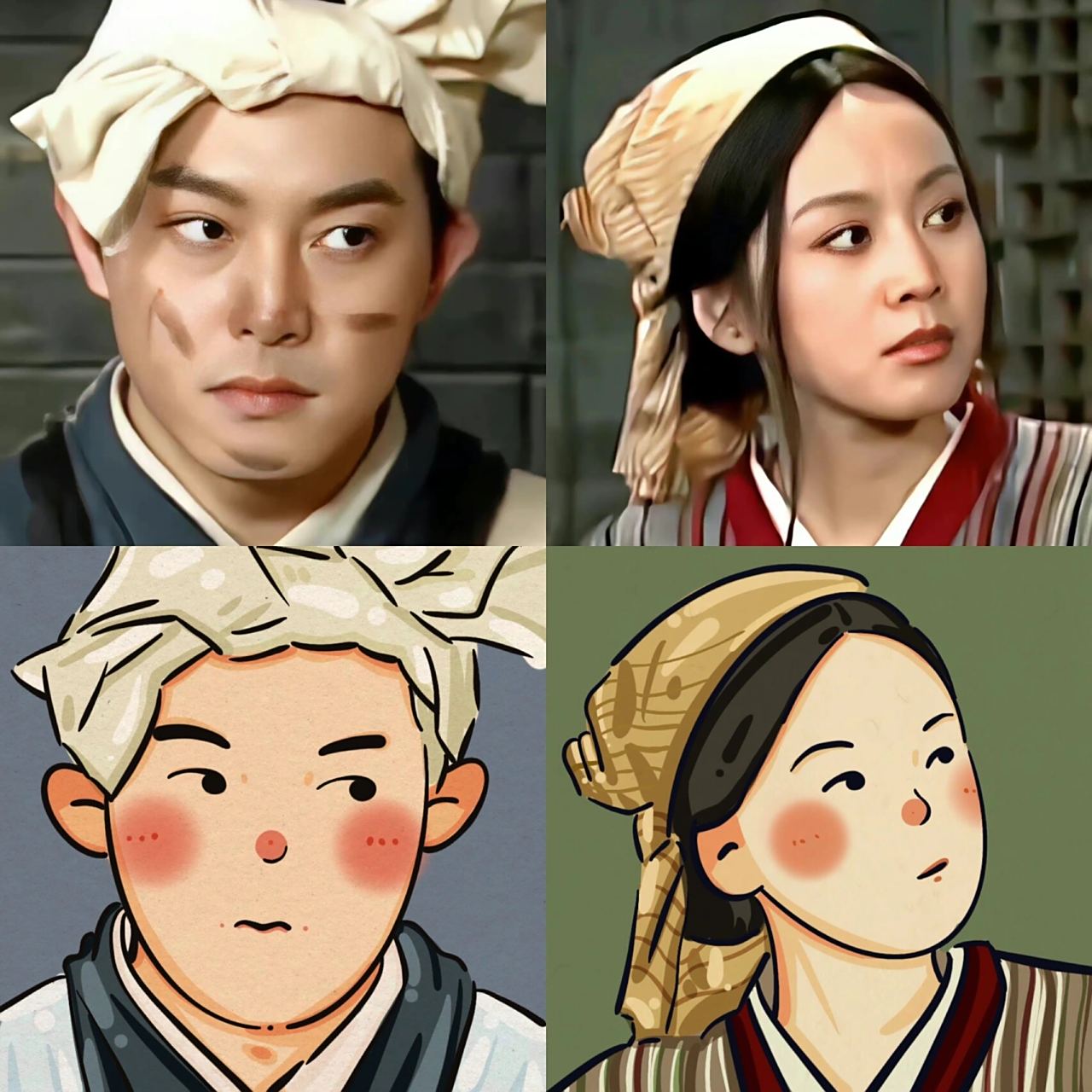 武林外传情侣可爱头像手绘|白展堂 佟湘玉 我错了 我真的错了 我从一