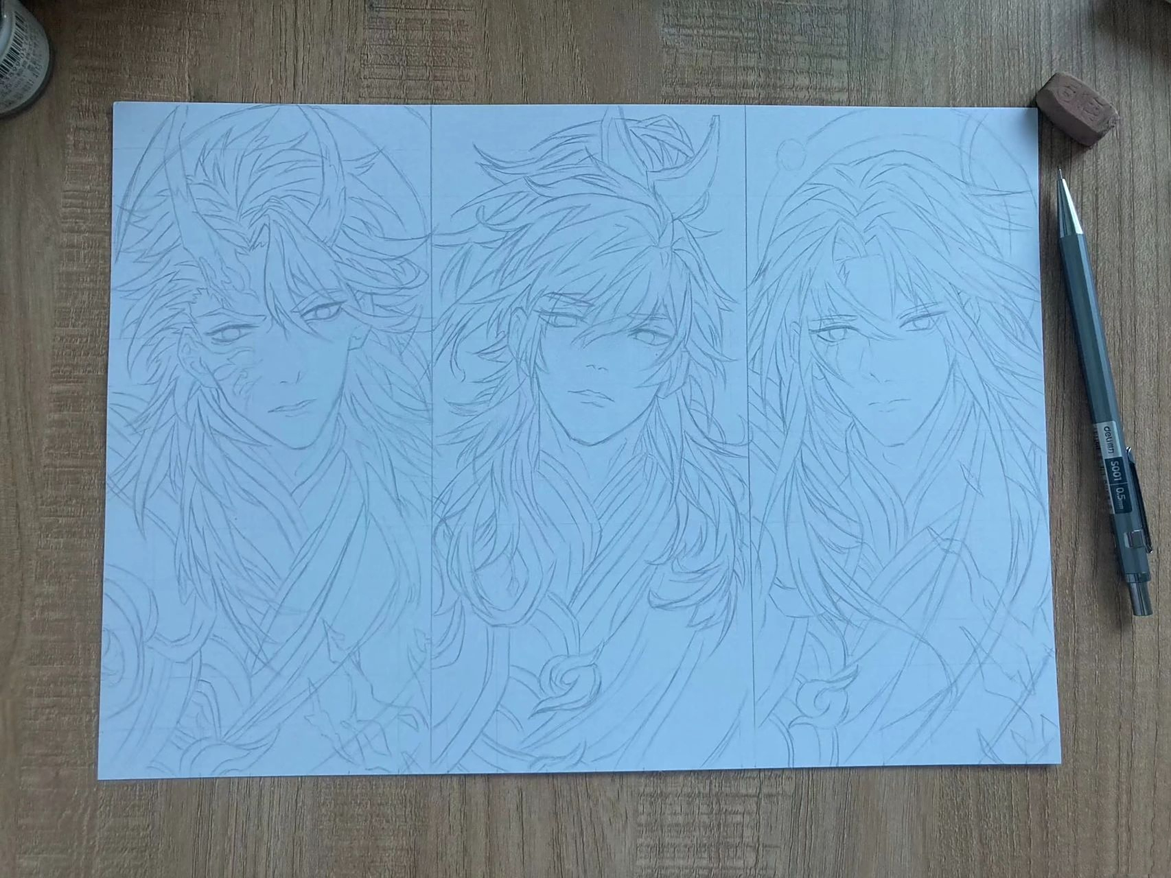 王者荣耀李信一念神魔 手绘   发个老图去年暑假画的 打个线稿都打了