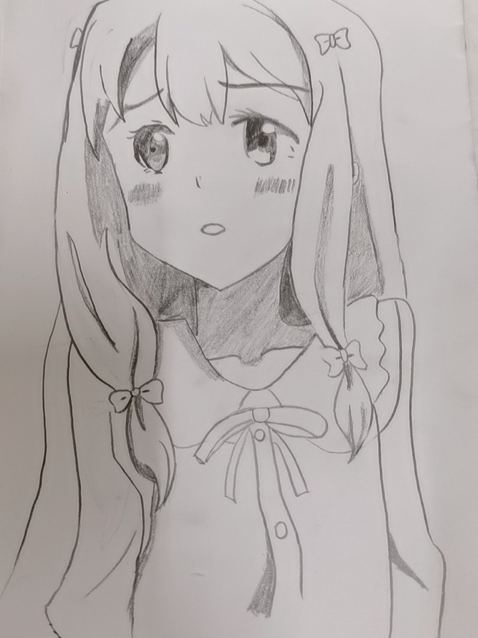 动漫人物铅笔画 照着博主画的,自初中后第一次画人物画,线条不太流畅