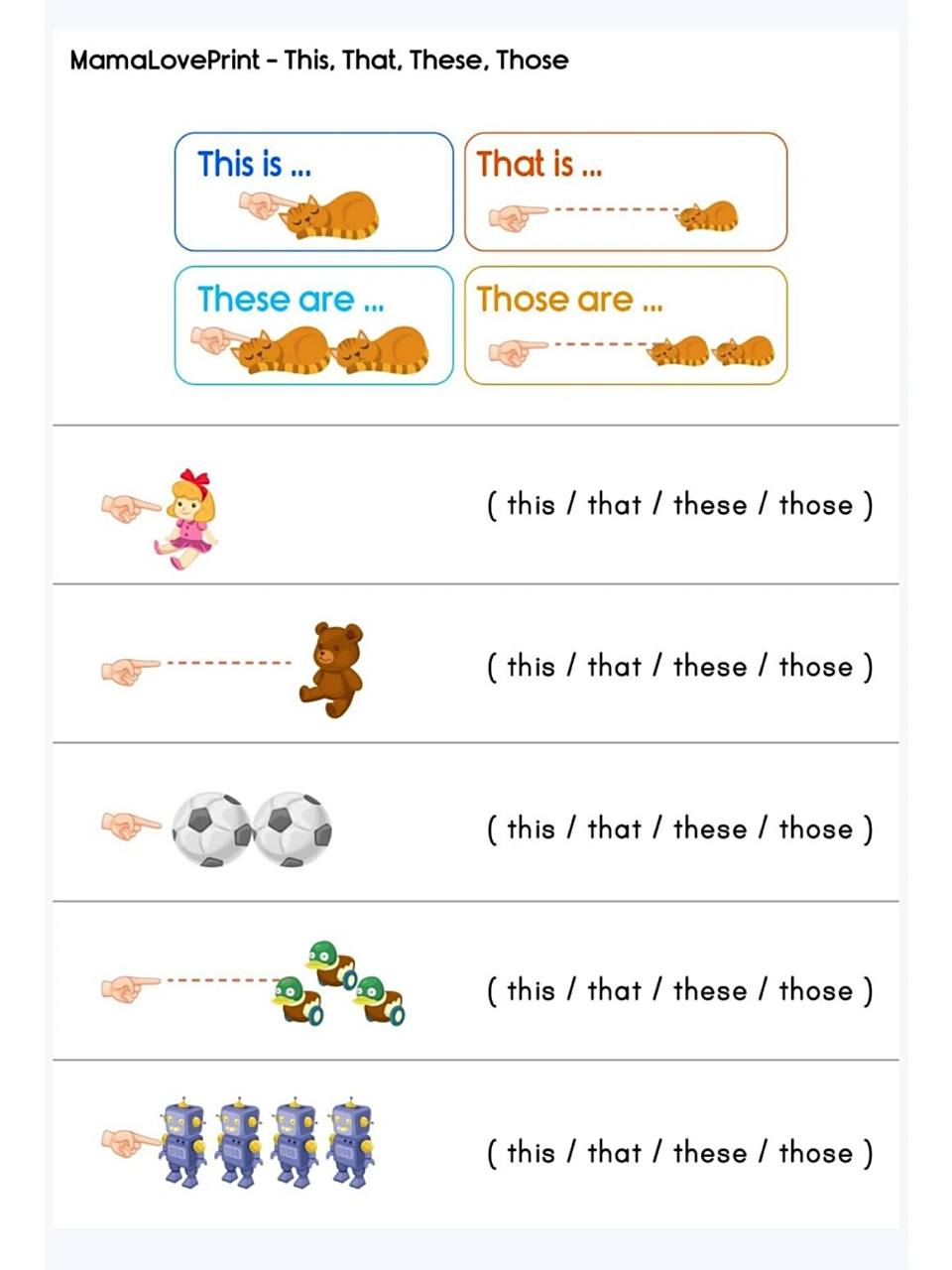 小学语法:this/that/these/those语法练习 that,this,these,those的