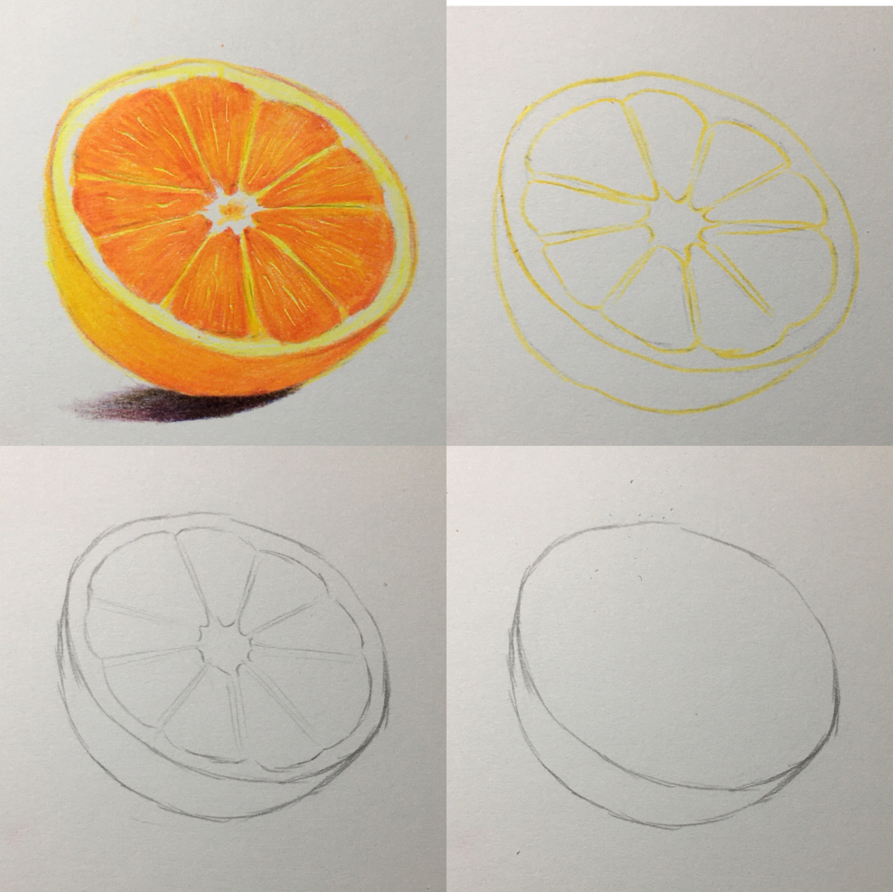 彩铅画,橙子92教程分享(详细过程画法) 分享一个彩铅橙子92的详细