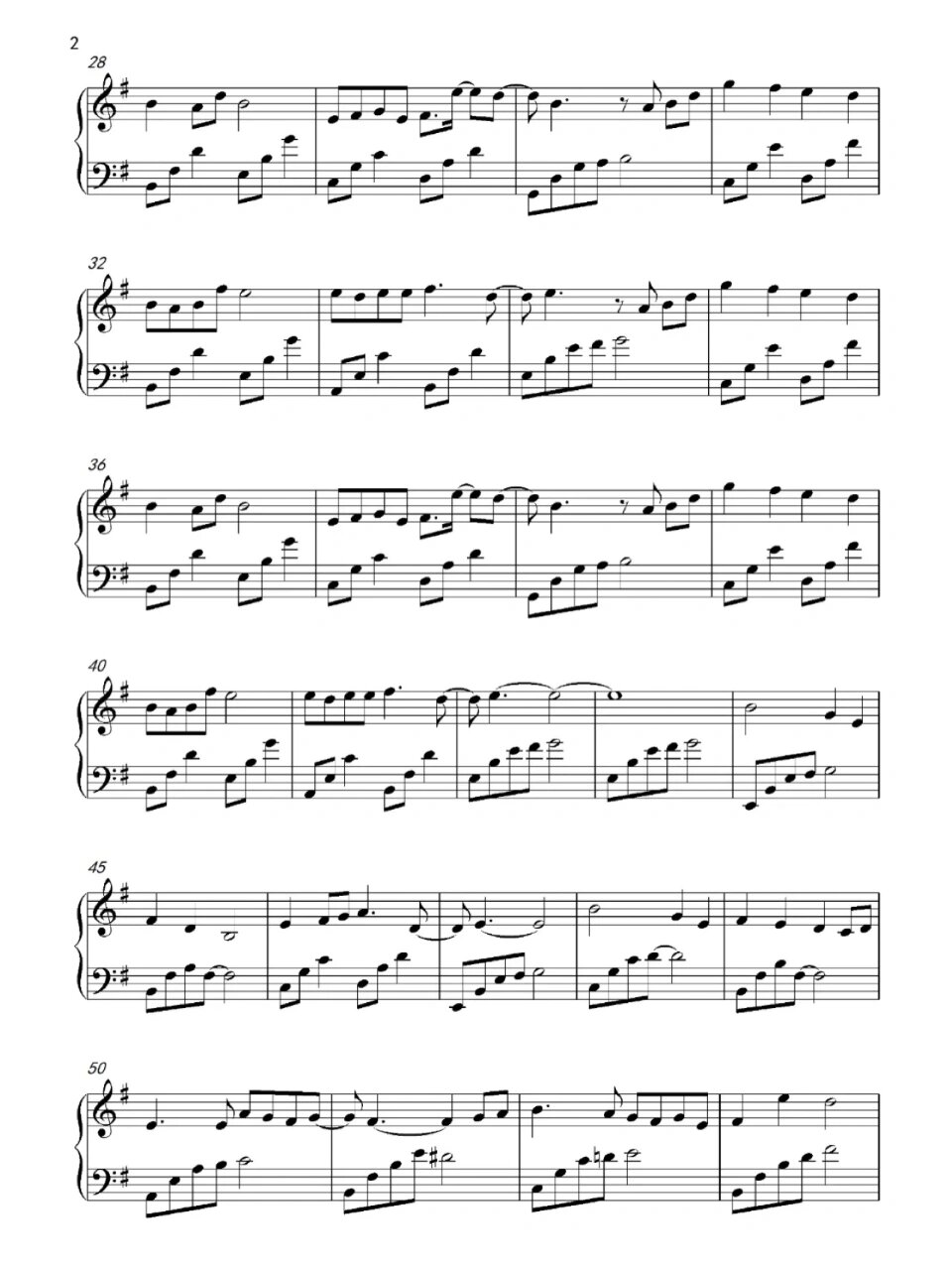 《无羁》-简单版 钢琴谱