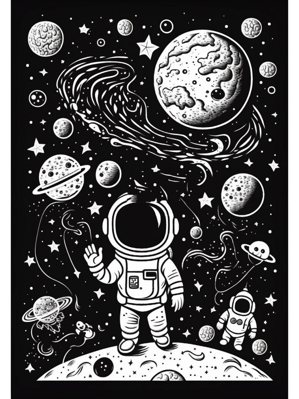 宇航员太空漫步,科技类素材太空黑白画 科技兴国 不知道大家喜不喜欢