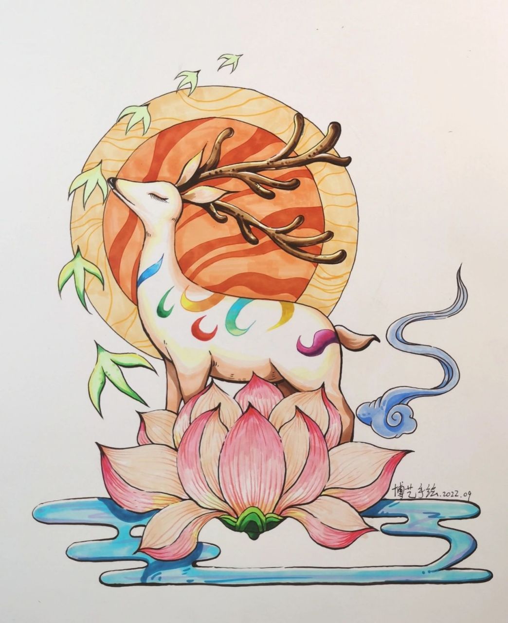 敦煌九色鹿画法 设计基础素材.