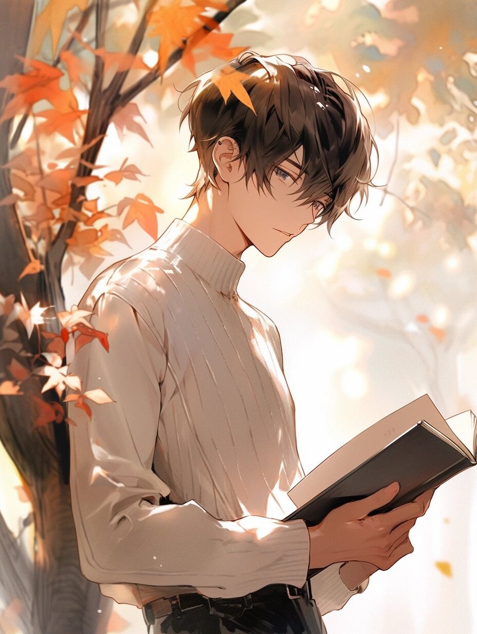 【看书男生头像】枫树下,看一本书  寻一棵枫树,看一场秋日