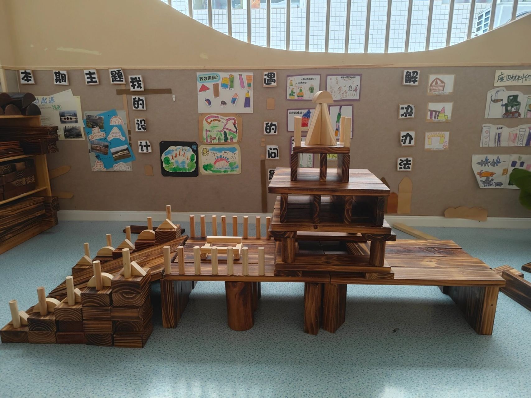 幼儿园建构区桥梁作品分享