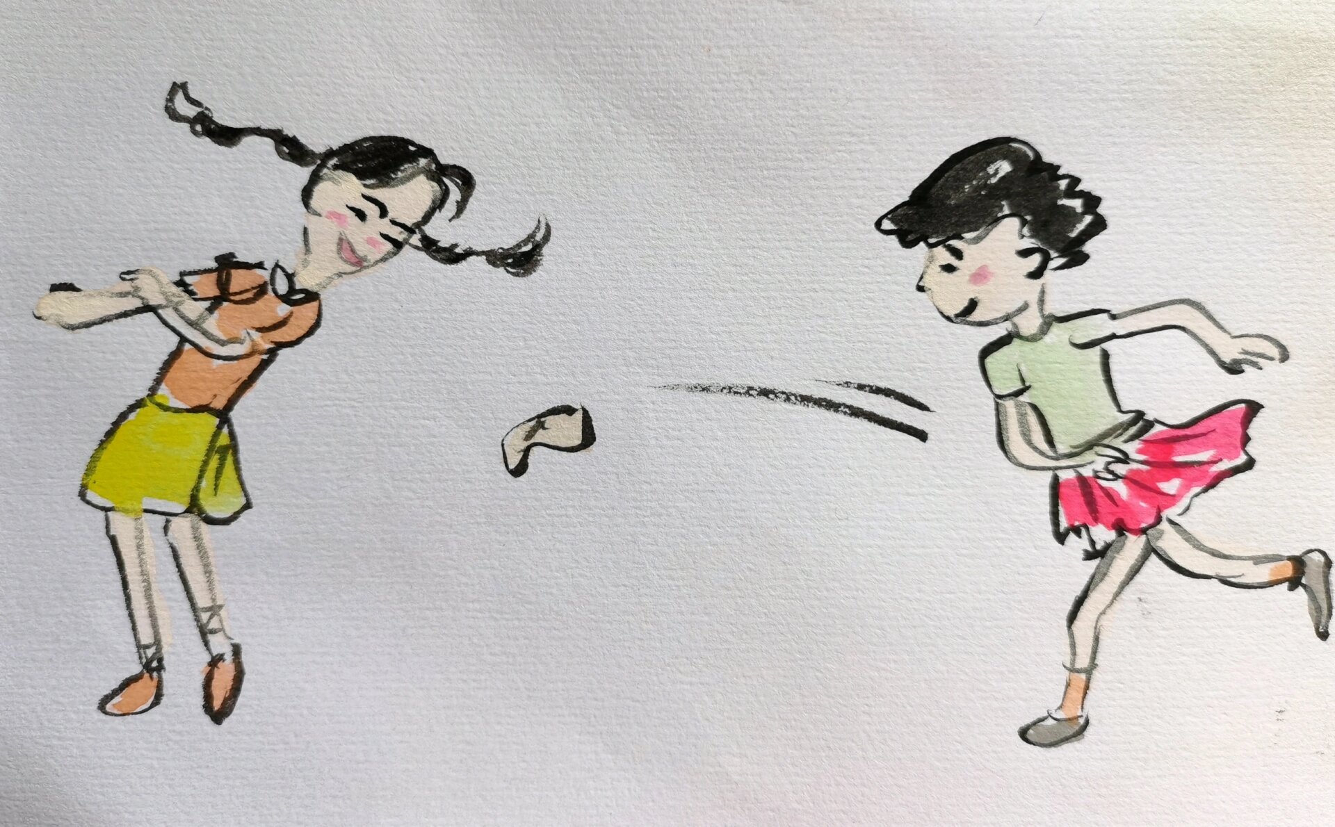 丢沙包简笔画