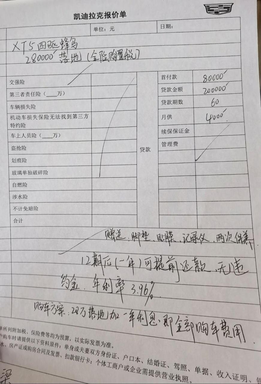 凯迪拉克xt5蜂鸟报价单