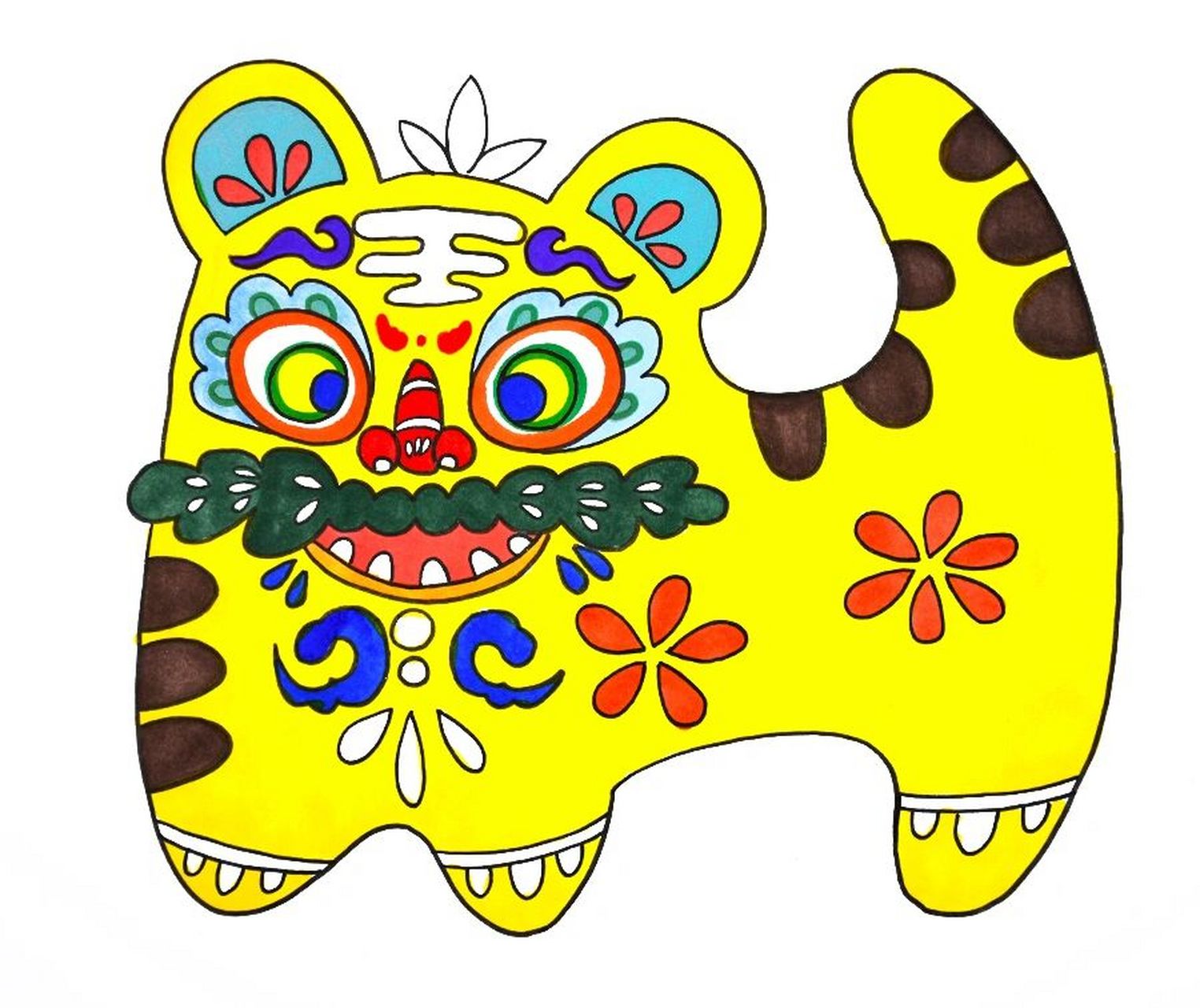 儿童画教程|传统民间工艺品吉祥的布老虎 【教学重难点】 7315 1.