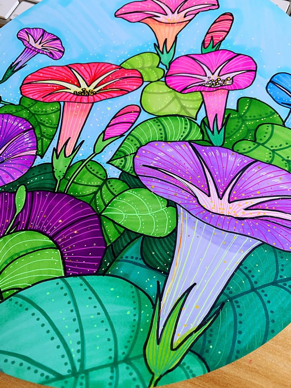 儿童绘画课程内容设计—《彩色牵牛花》 牵牛花 宋 · 陈宗远 绿蔓如