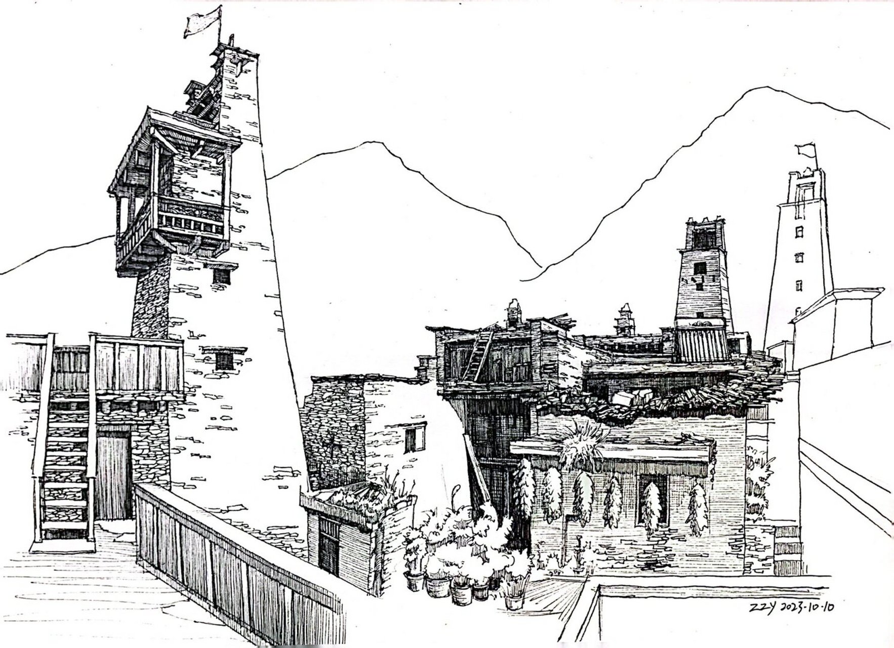 位于阿坝藏族羌族自治州,测绘的内容为羌王之家碉楼[害羞]#建筑作品集