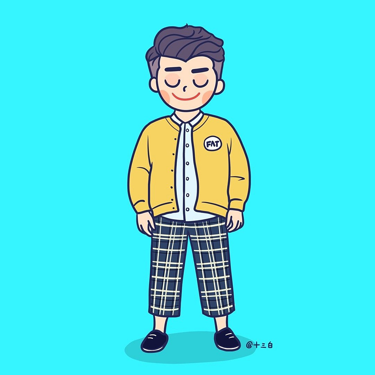 微胖女生 男生 头像 插画 情头 原创 穿搭 #我是原创插画师#