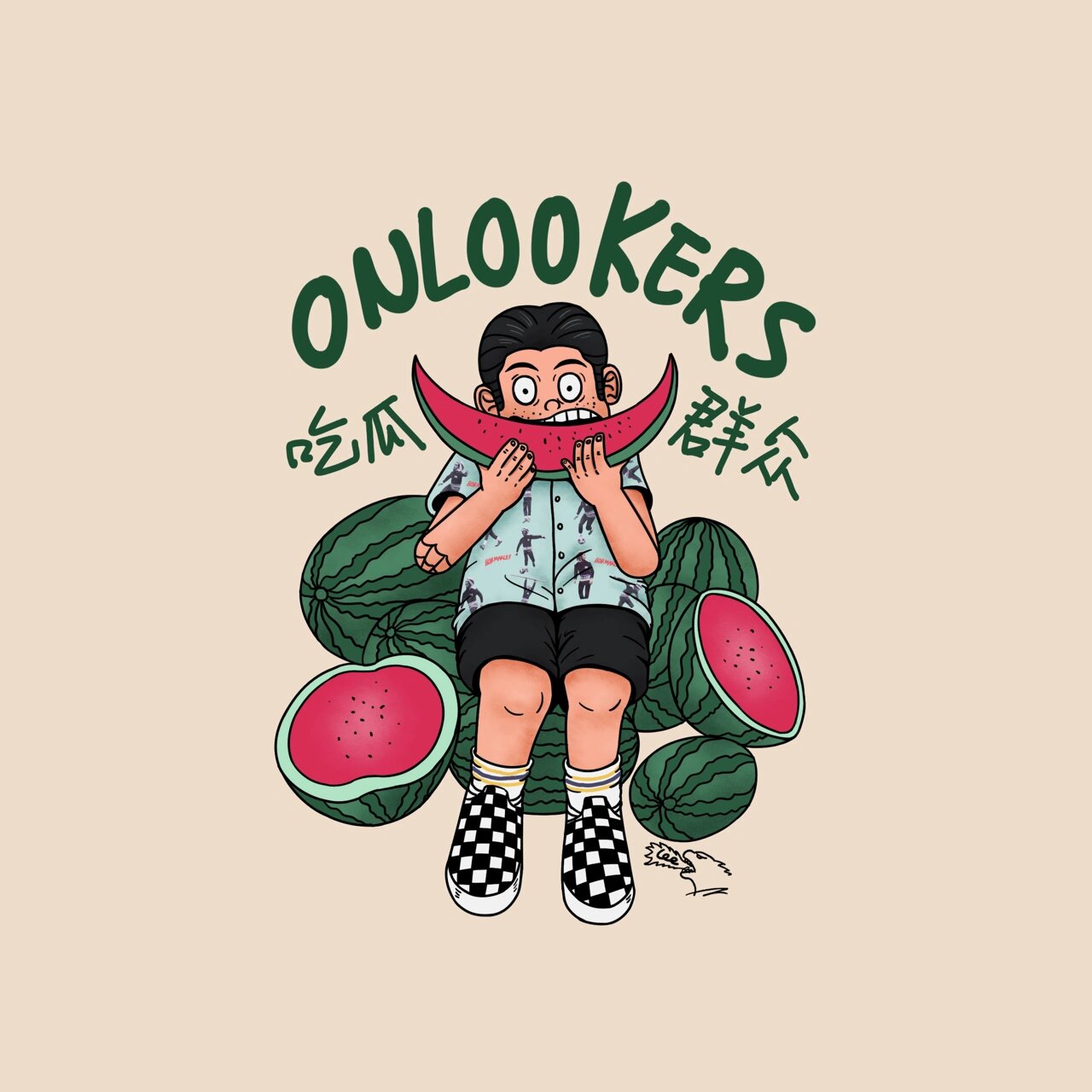 原创插画 吃瓜群众