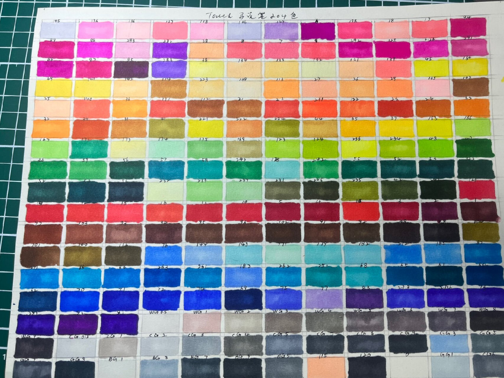touch马克笔204色色卡
