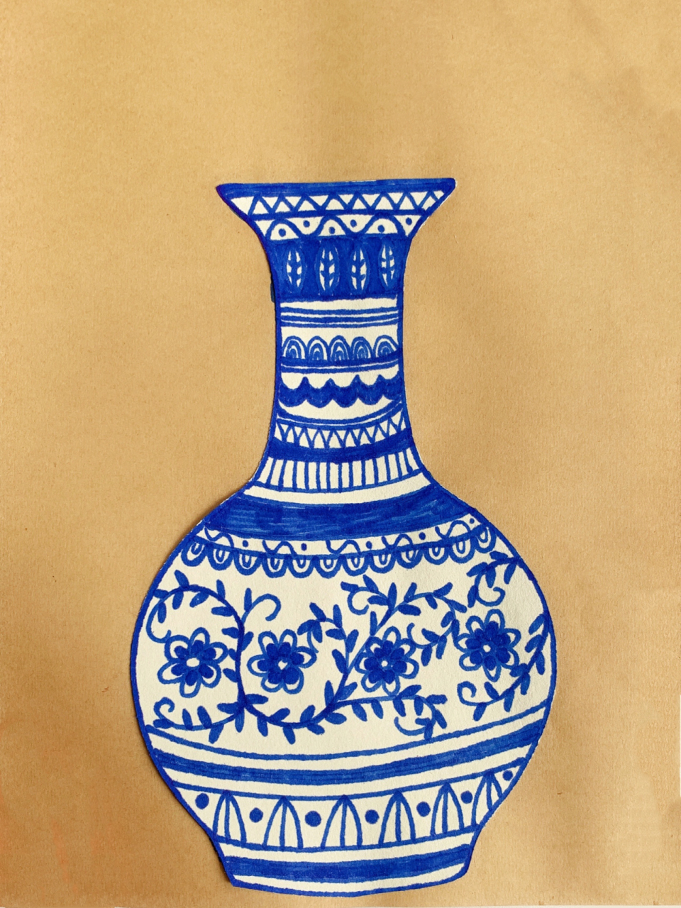 青花瓷花瓶创意画