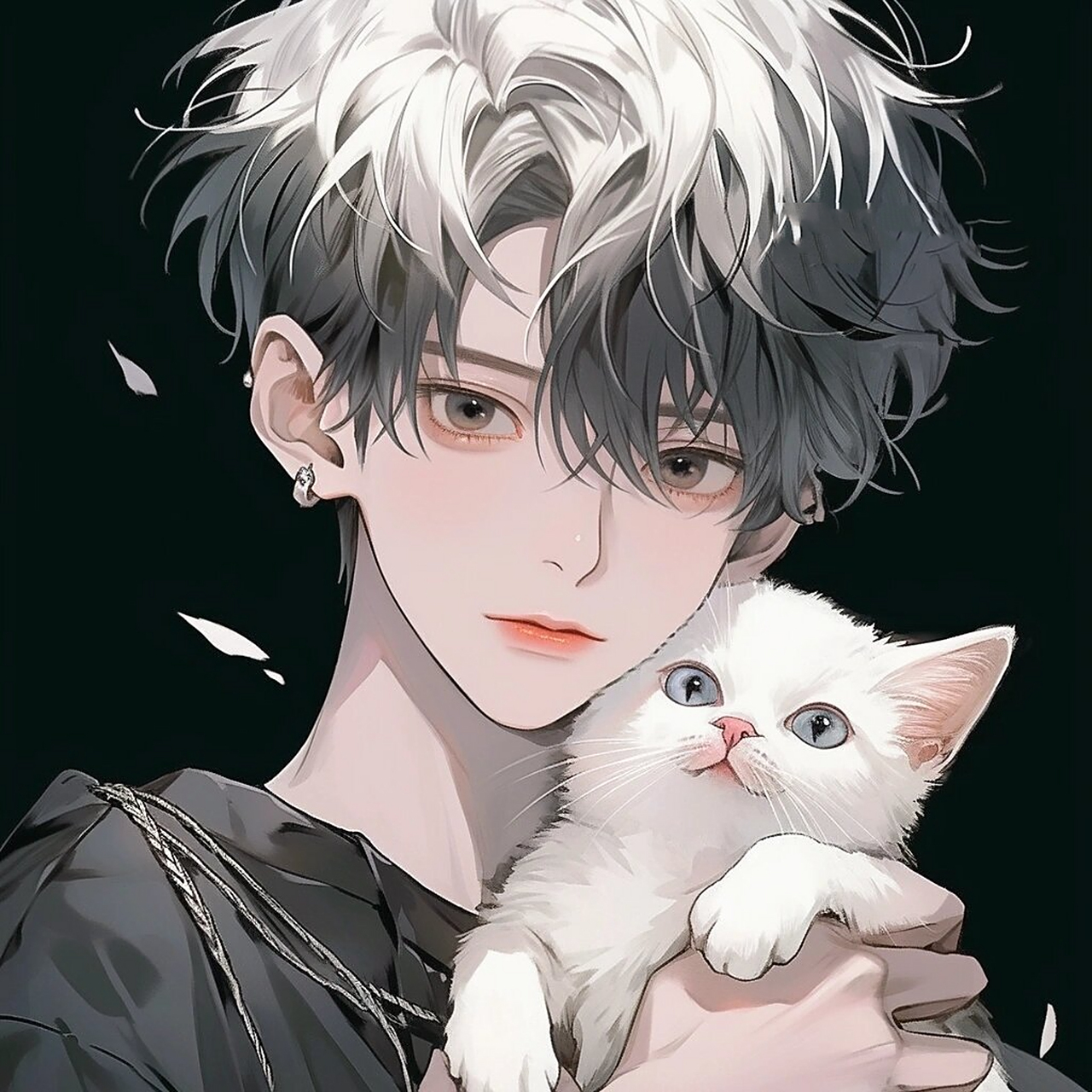 男生头像|少年与猫|抱猫少年*5