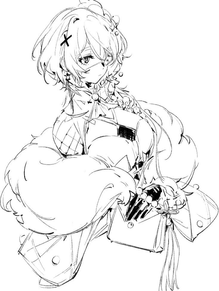 分享一组超好看的二次元人物线稿,学习素材