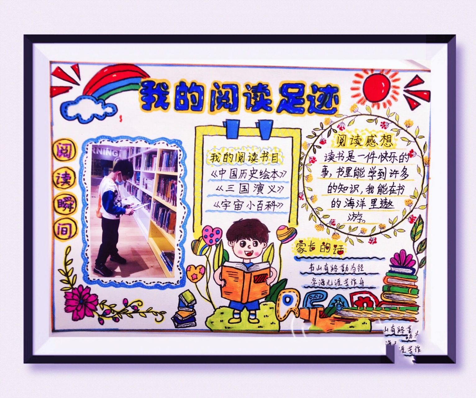 手抄报(我的阅读足迹) 7315小朋友的第一份手抄报作业 94主题