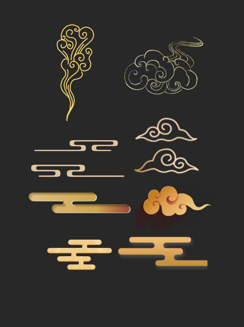 纹|免抠素材 hello,大家好吖～ 今天给大家带来的是【金色云纹素材】