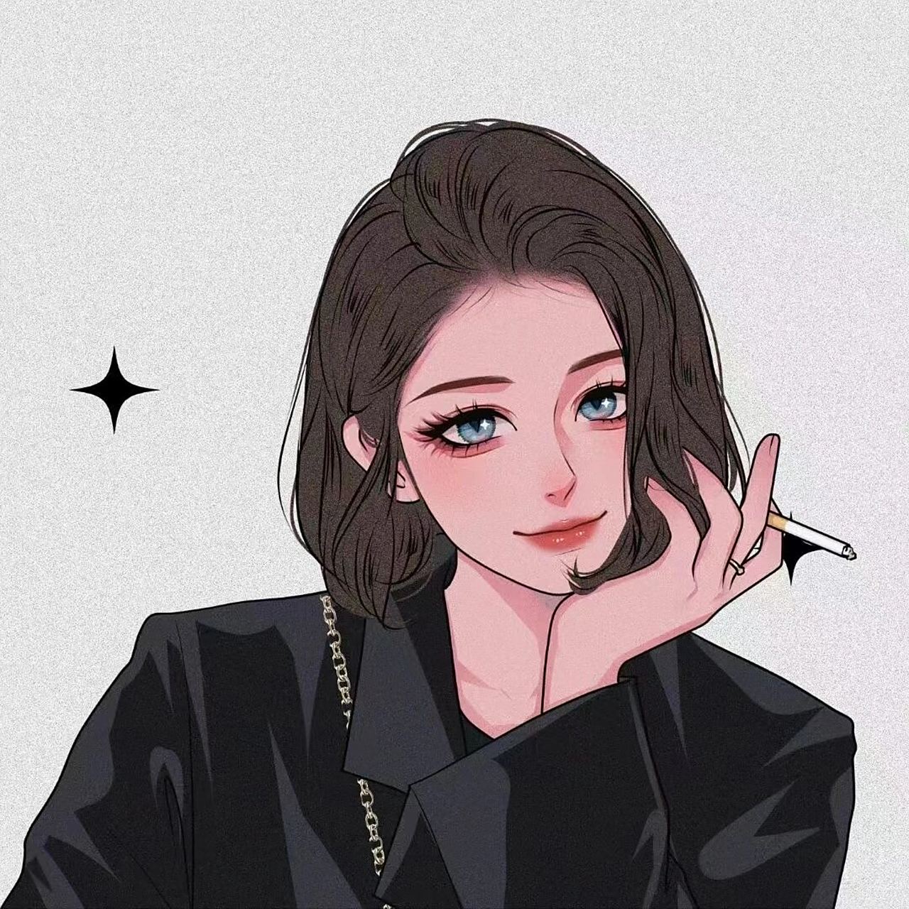 高冷女生漫画头像 氛围感头像 手绘头像头像画画